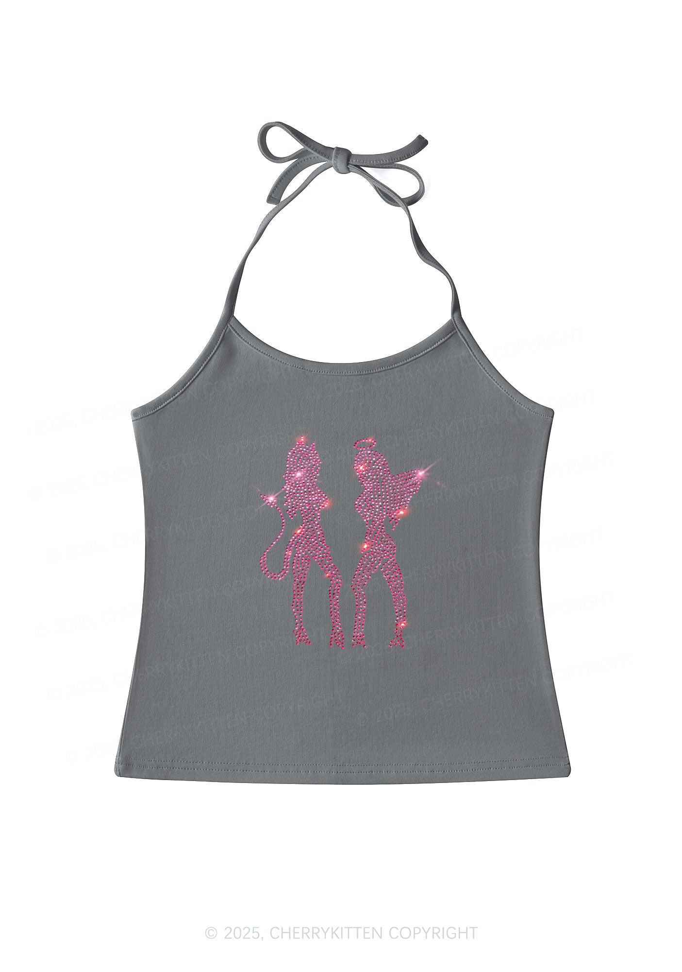 Rhinestone Dancing Girls Y2K Halter Neck Cami Cherrykitten
