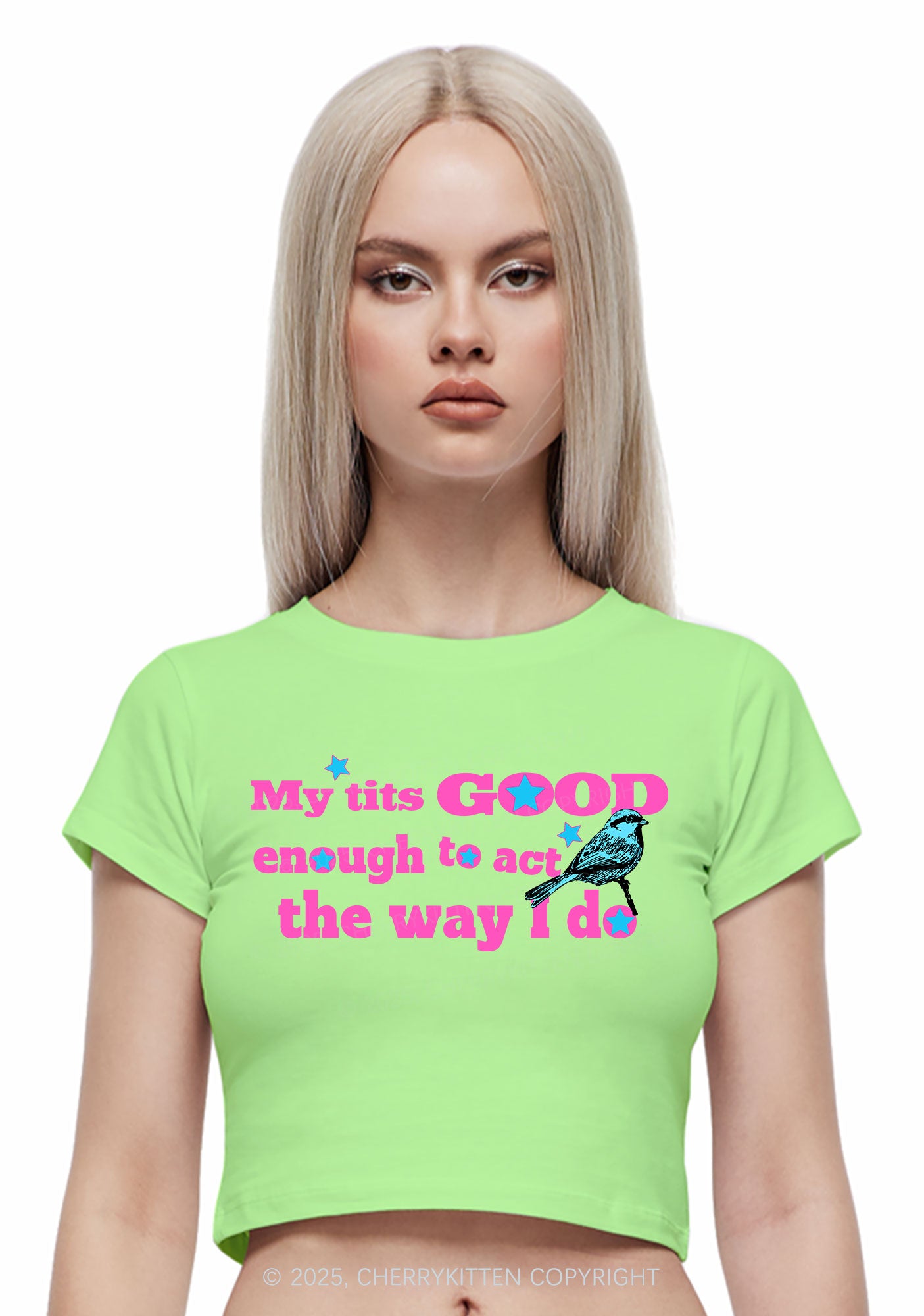Good To Act Way Y2K Baby Tee Cherrykitten