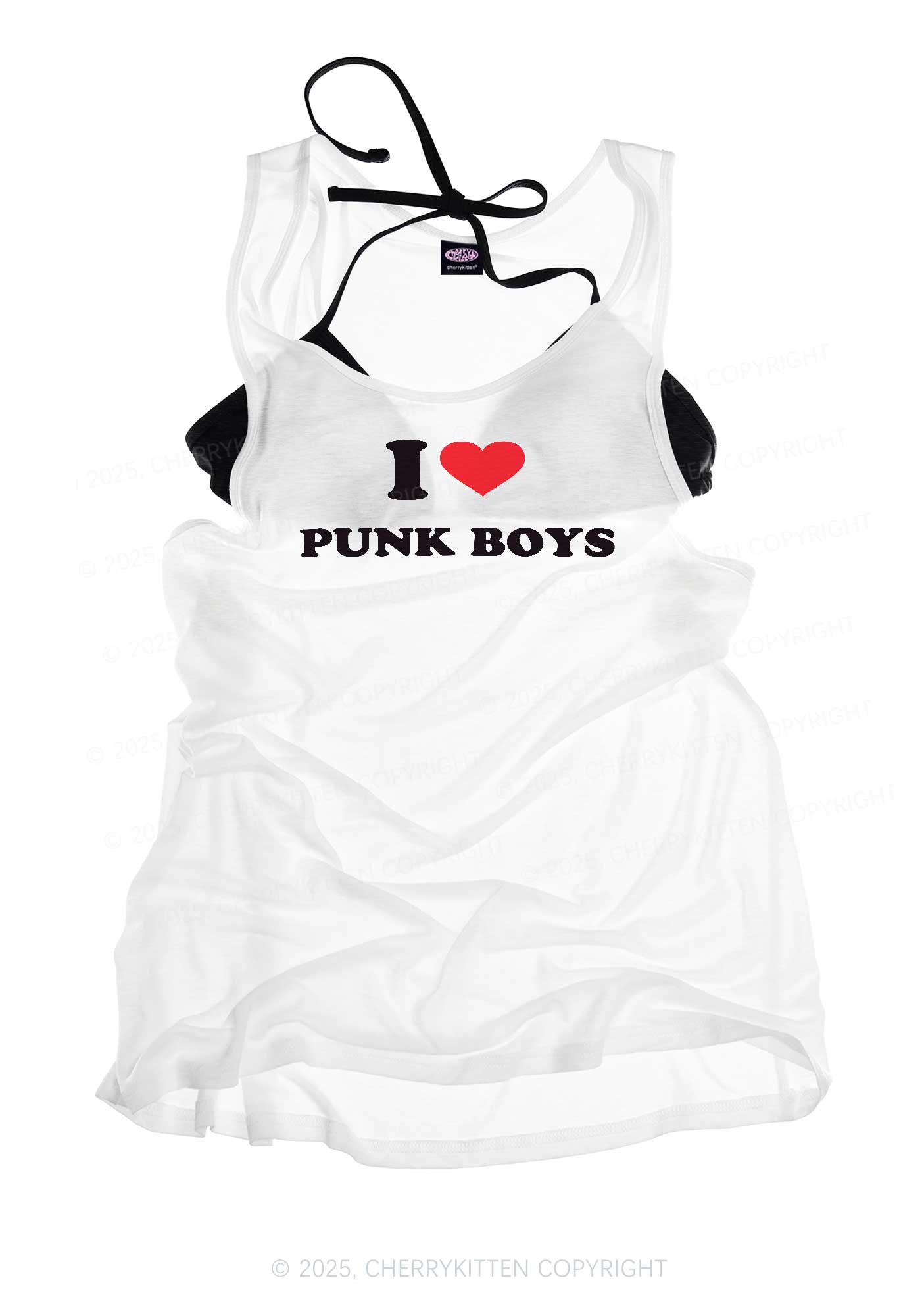 I Love Punk Boys Y2K Sheer Boyfriend Tank Cherrykitten
