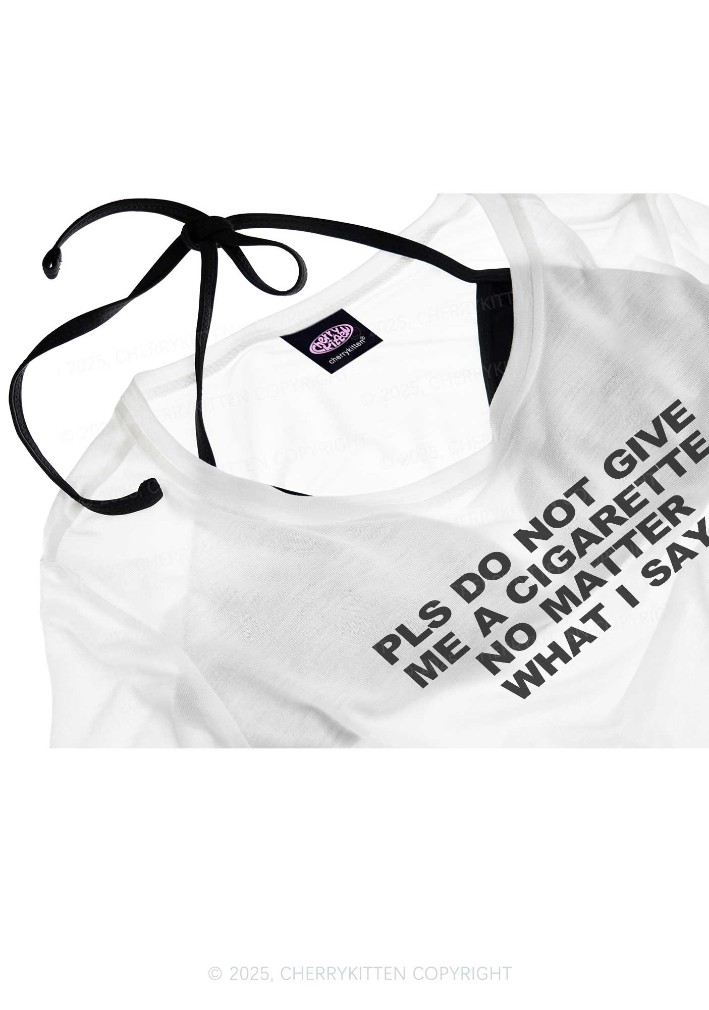Don't Give Me Cigarette Y2K Sheer Crop Tee Cherrykitten