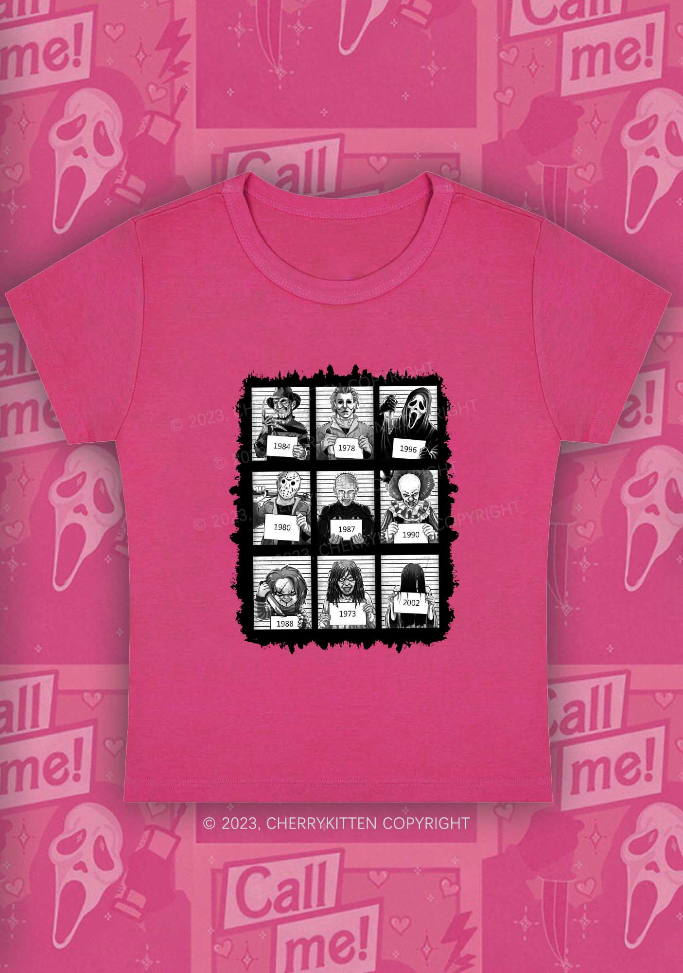 Horror Movie Characters Halloween Y2K Baby Tee Cherrykitten