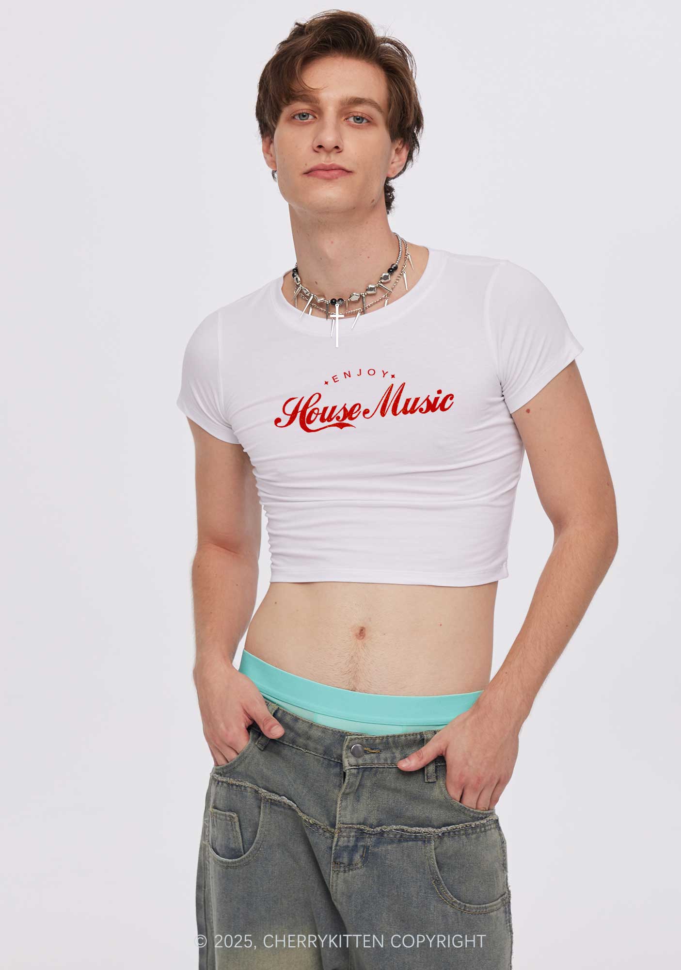 Enjoy House Music Y2K Baby Tee Cherrykitten