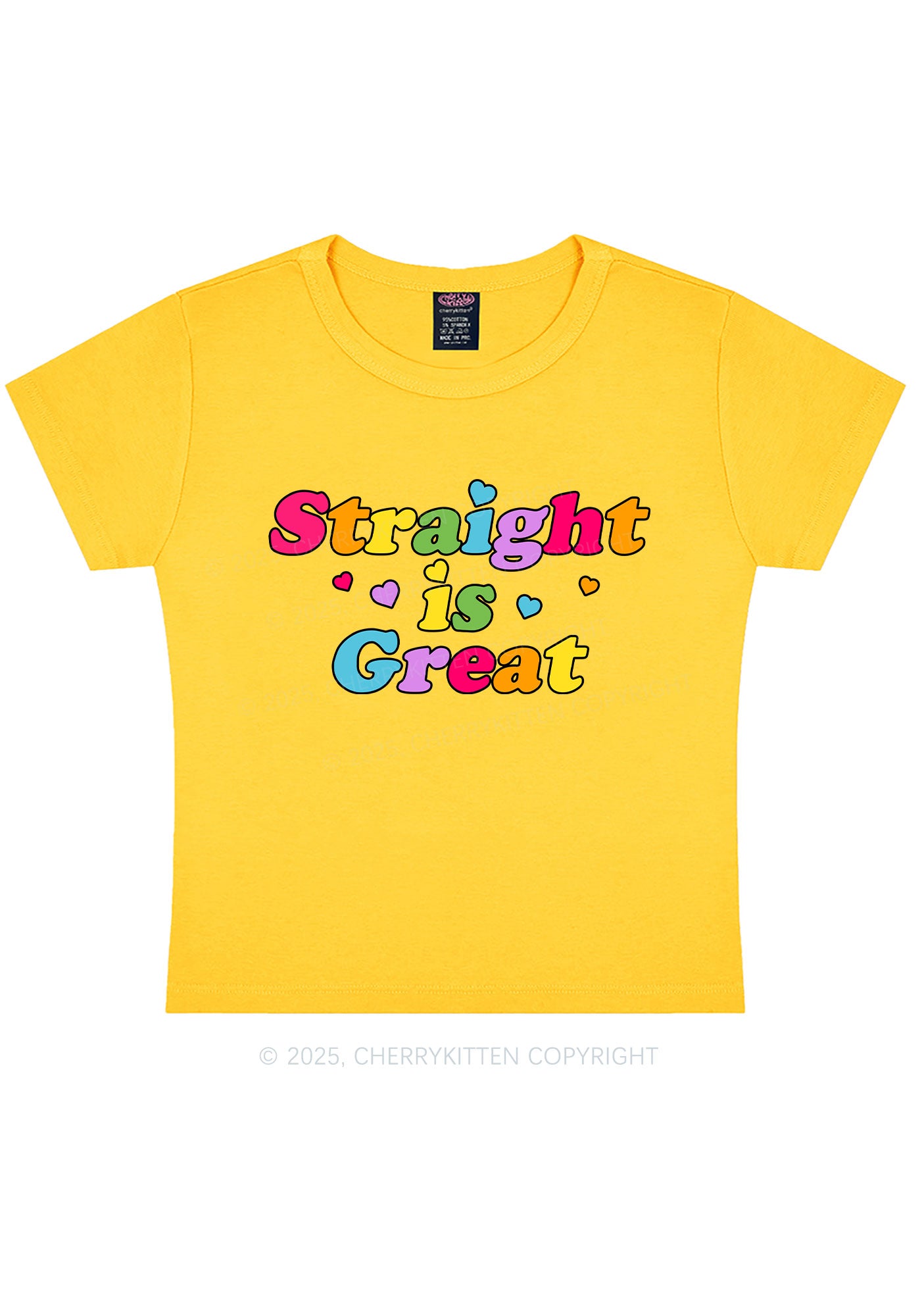Straight Is Great Pride Y2K Baby Tee Cherrykitten