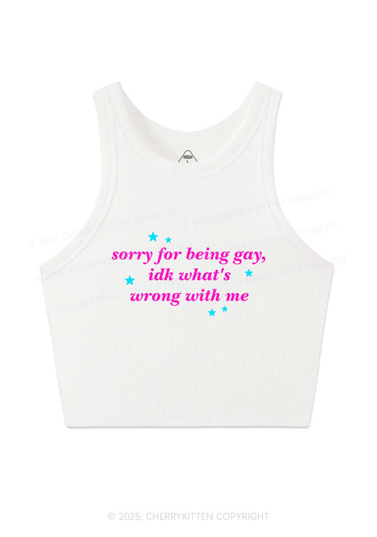 Sorry For Being Gay Pride Y2K Crop Tank Top Cherrykitten