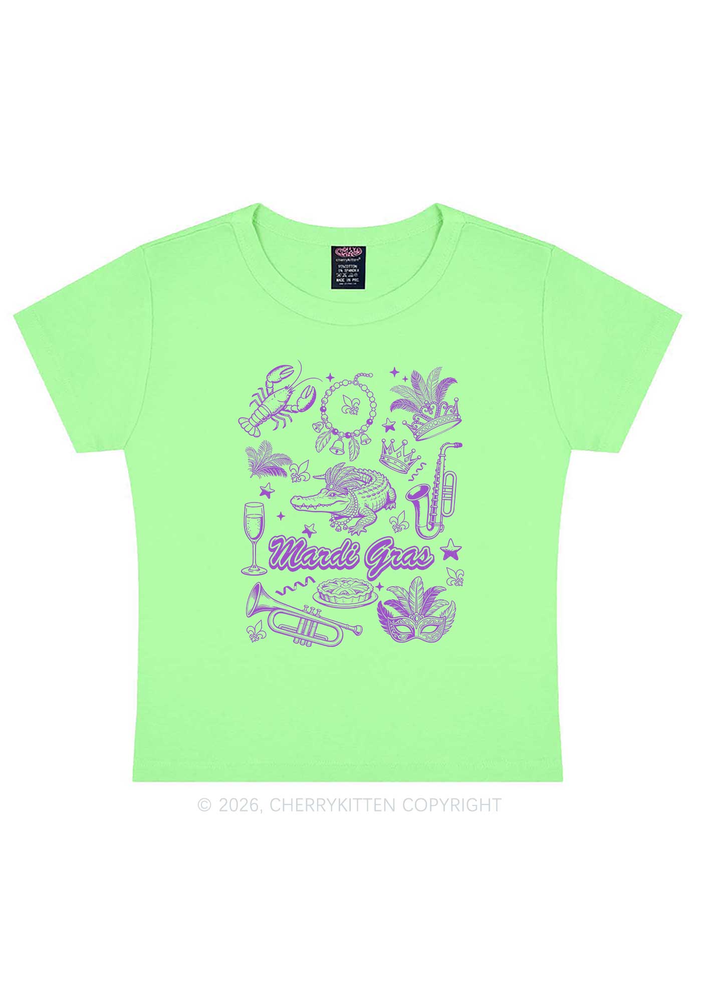 Mardi Gras Symbols Y2K Baby Tee Cherrykitten