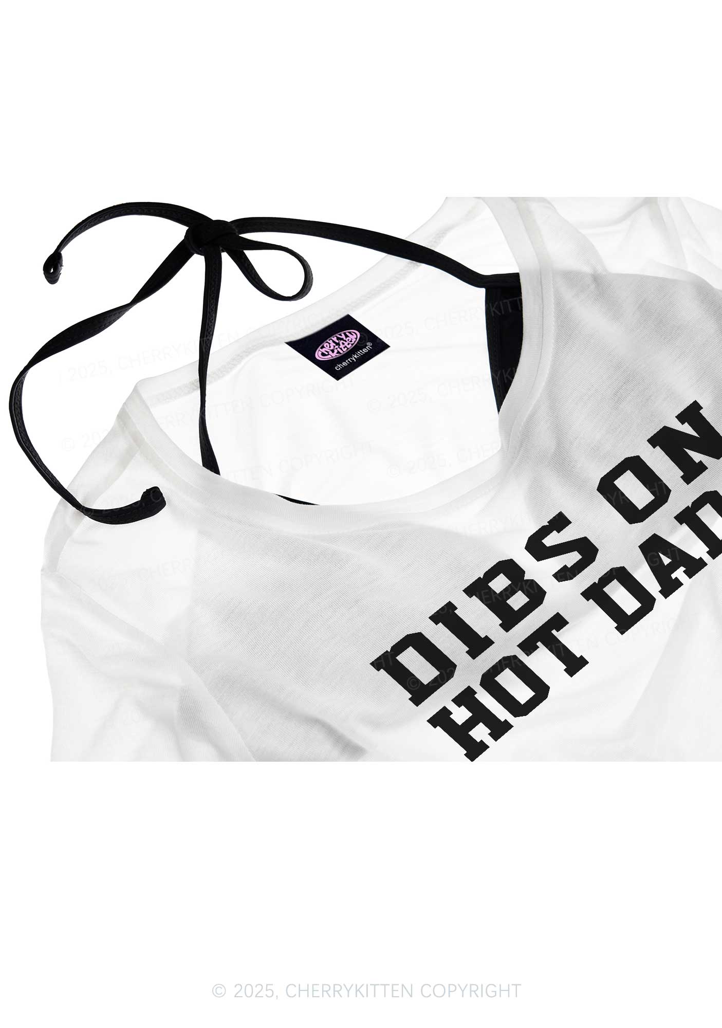 Dibs On Hot Dads Y2K Sheer Crop Tee Cherrykitten