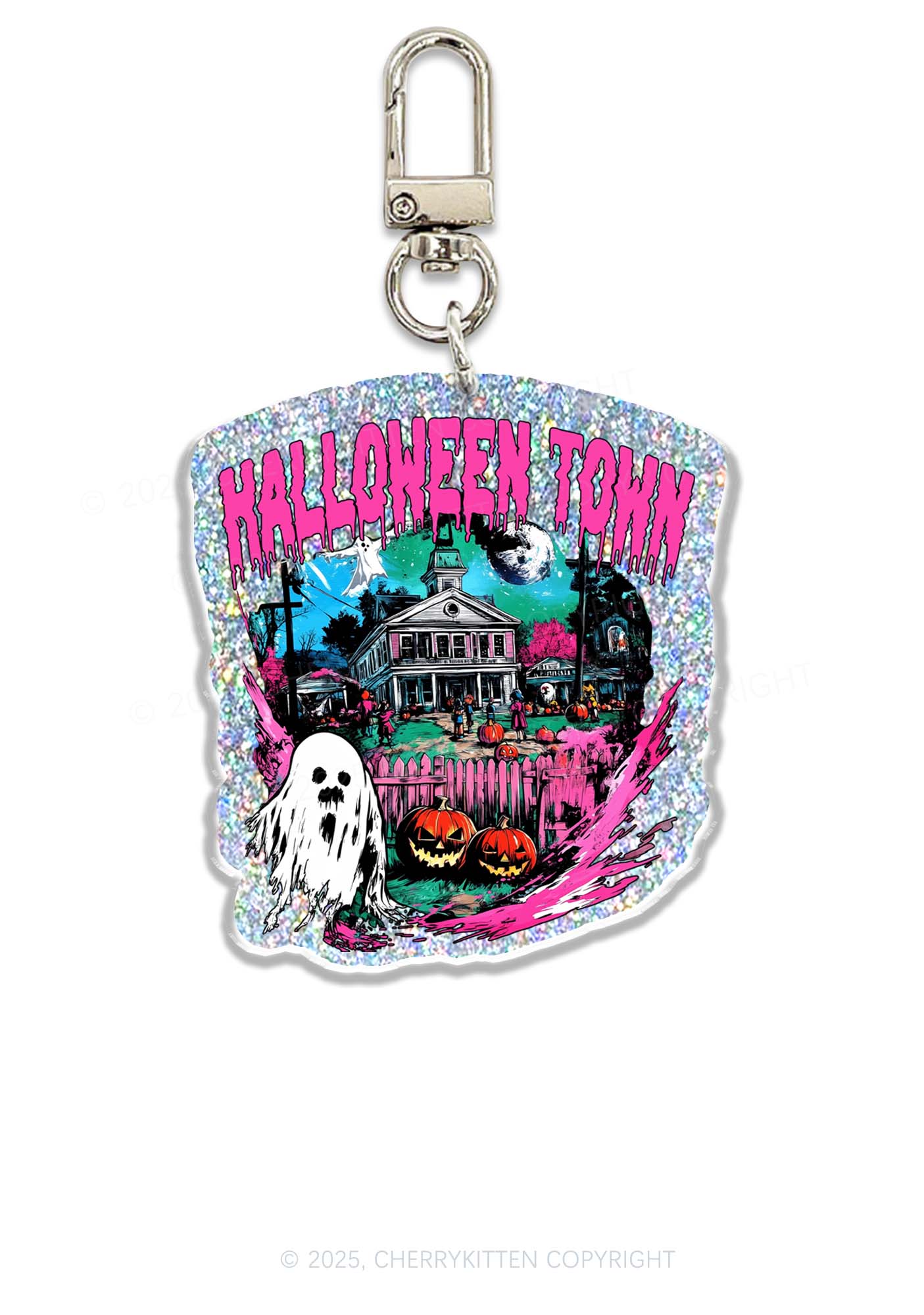 Halloween Ghost Town Y2K Glitter Keychain Cherrykitten