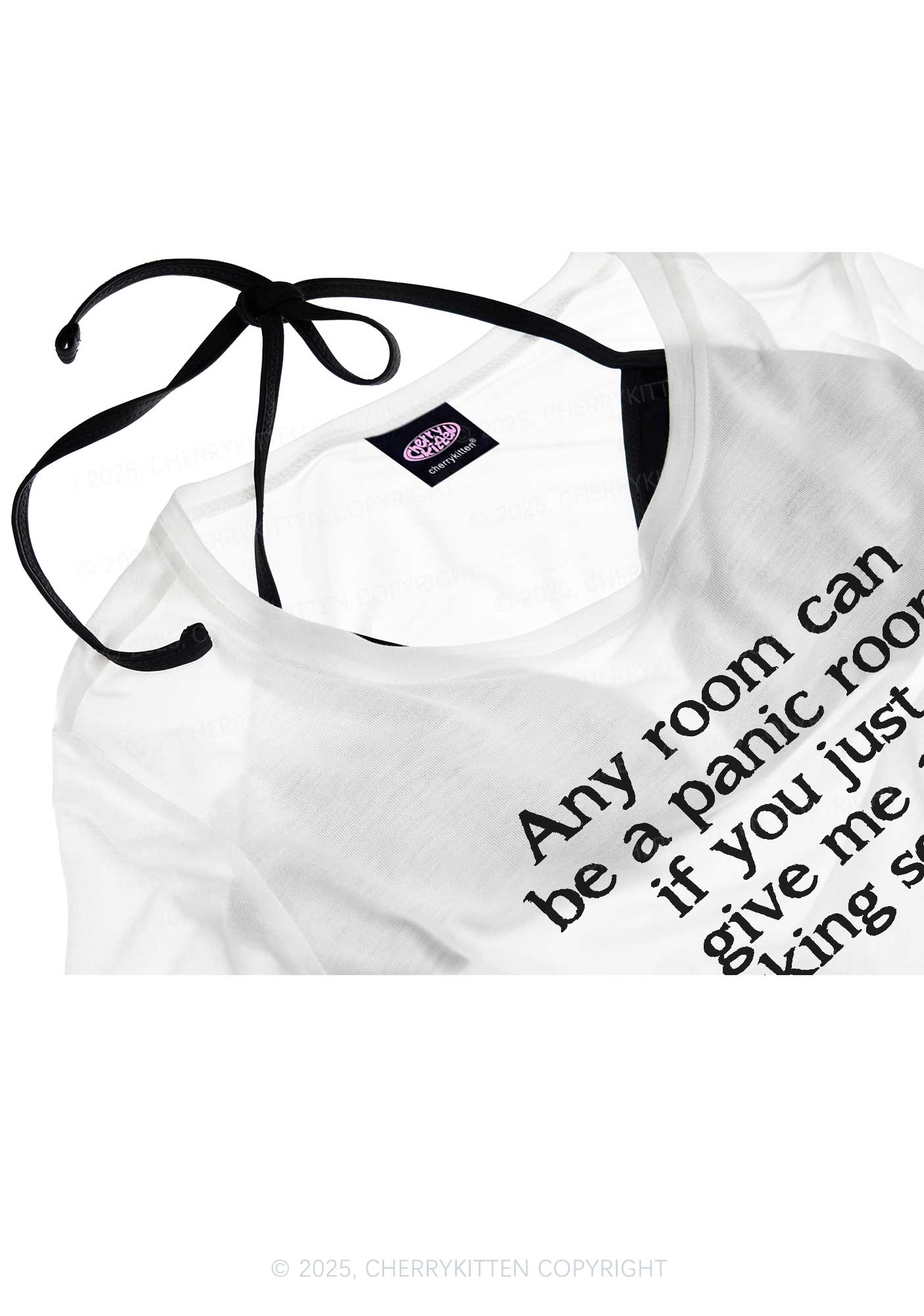 Any Room Can Be Panic Y2K Sheer Crop Tee Cherrykitten