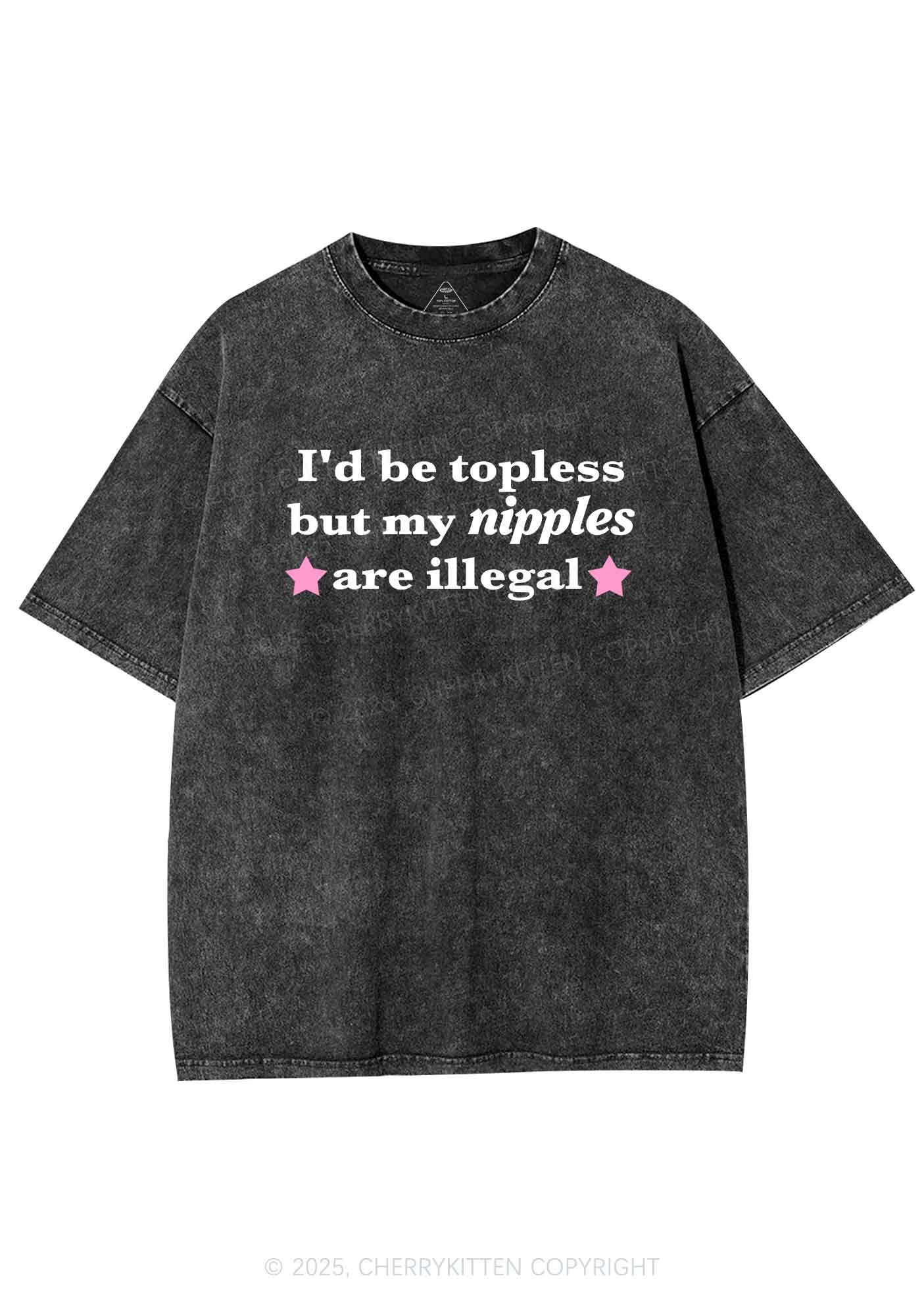 Nixxles Are Illegal Y2K Shirts Washed Tee Cherrykitten