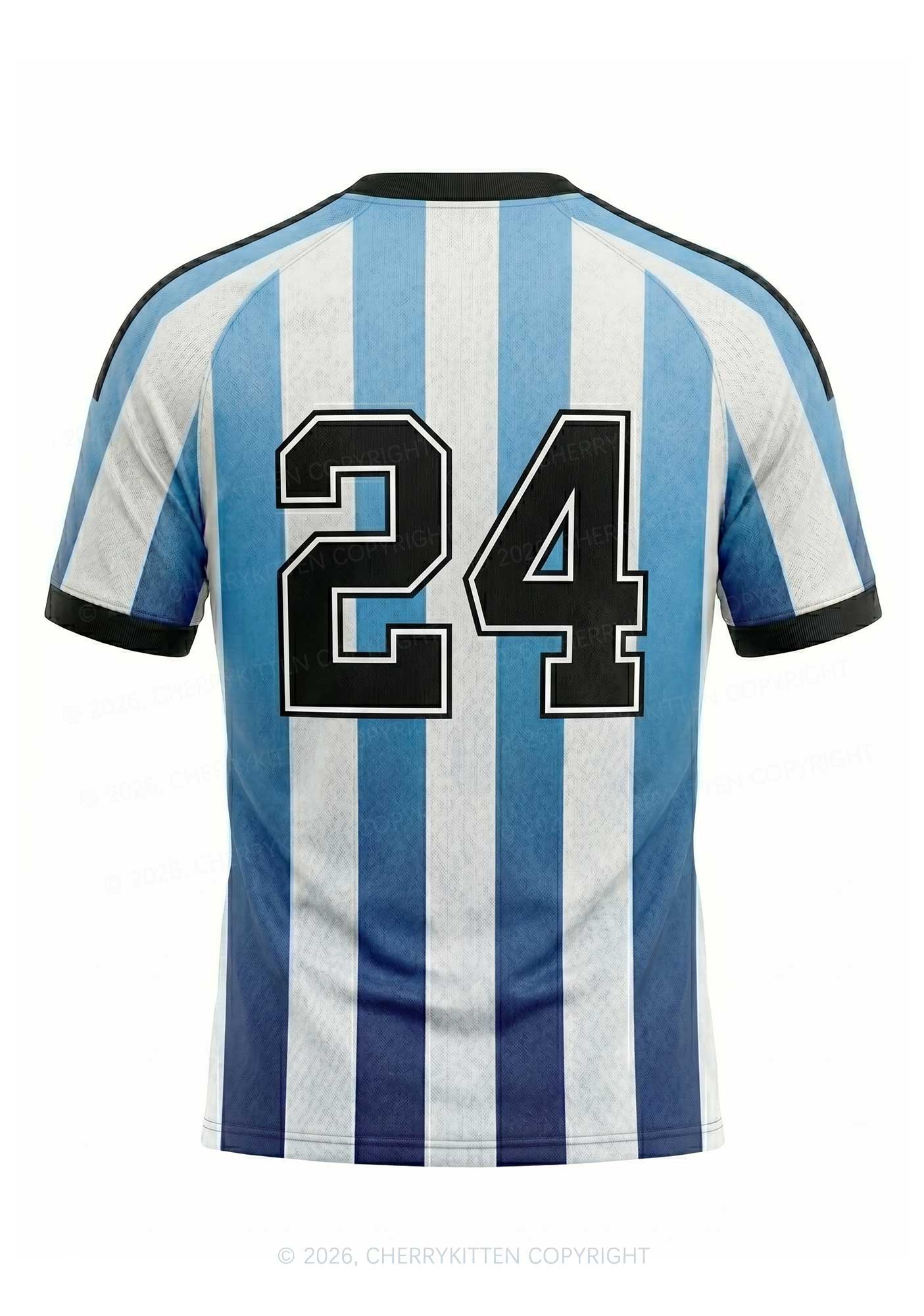 Blue White Stripes Whos A Good Boy Y2K Football Jersey Shirts Cherrykitten