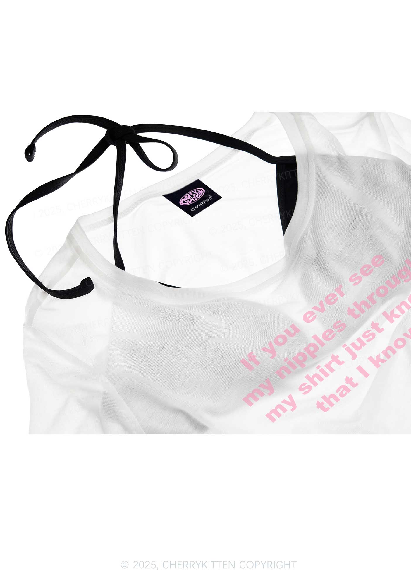 If You Ever See My Shirt Y2K Sheer Crop Tee Cherrykitten