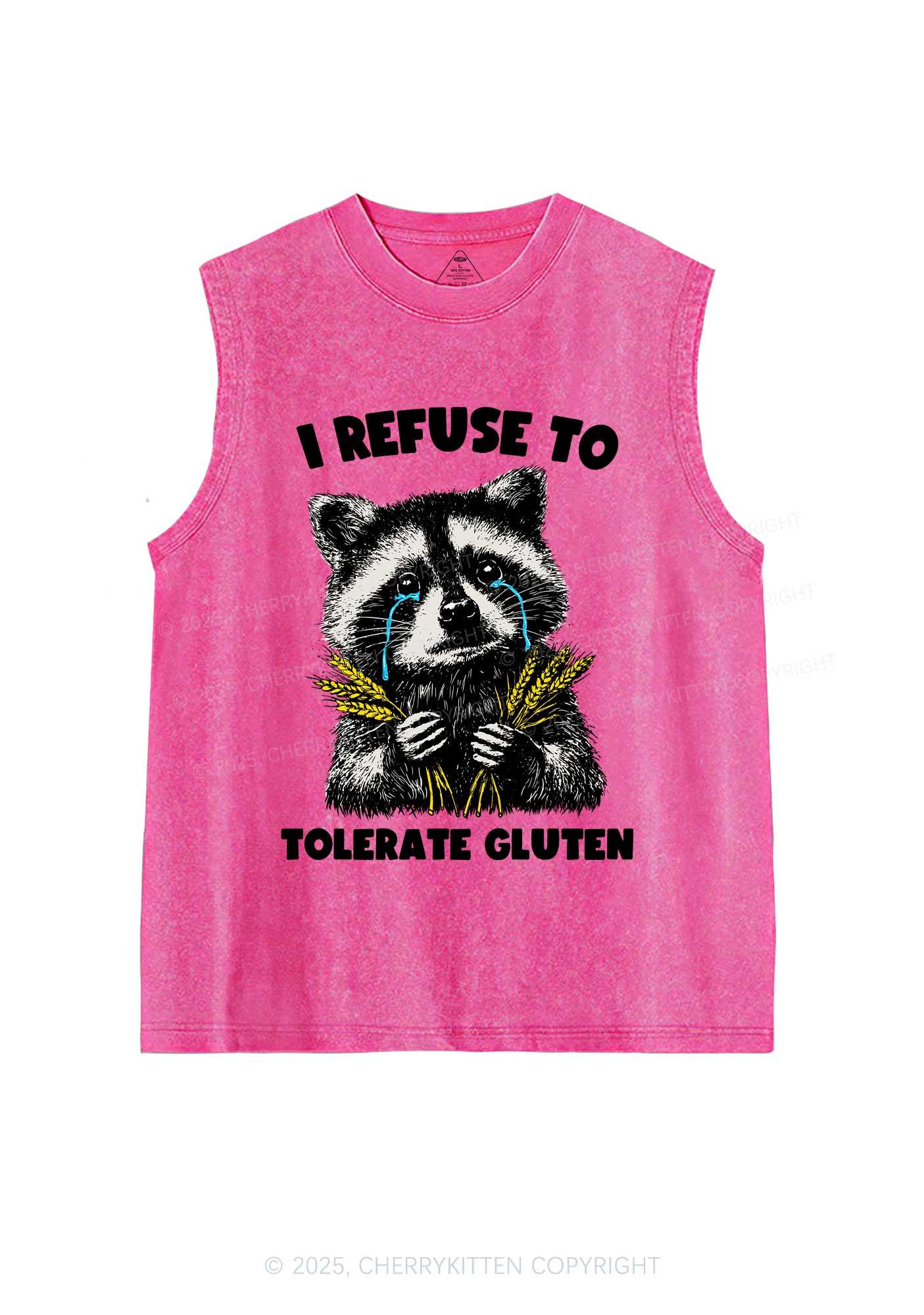 Refuse To Tolerate Gluten Y2K Washed Muscle Tank Cherrykitten