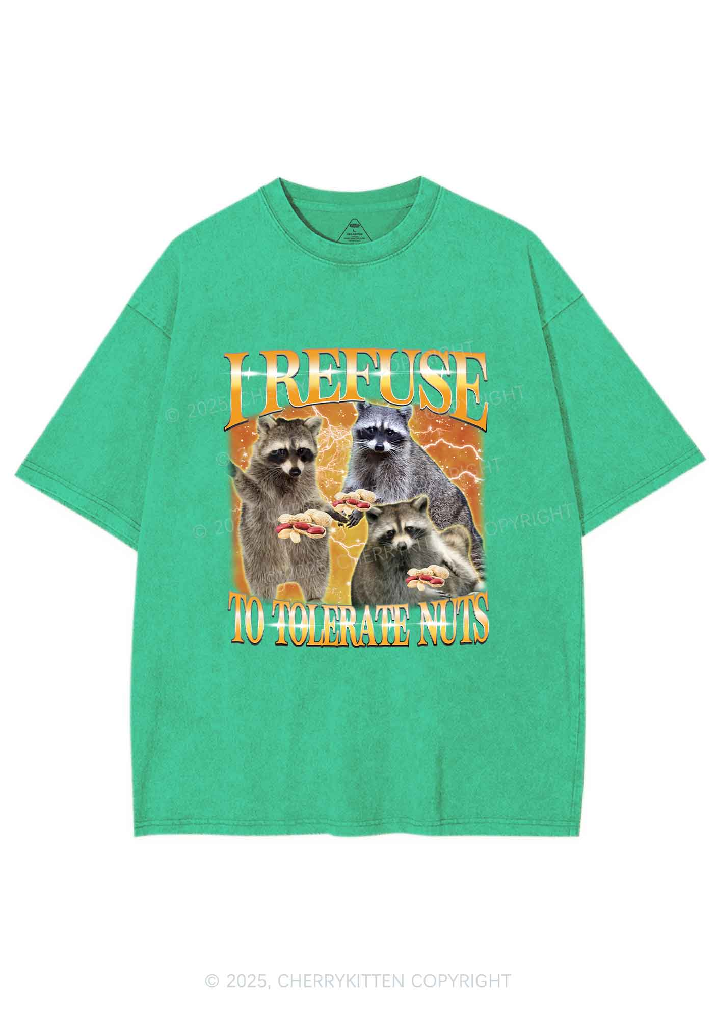 Retro Raccoon Nuts Y2K Shirts Washed Tee Cherrykitten