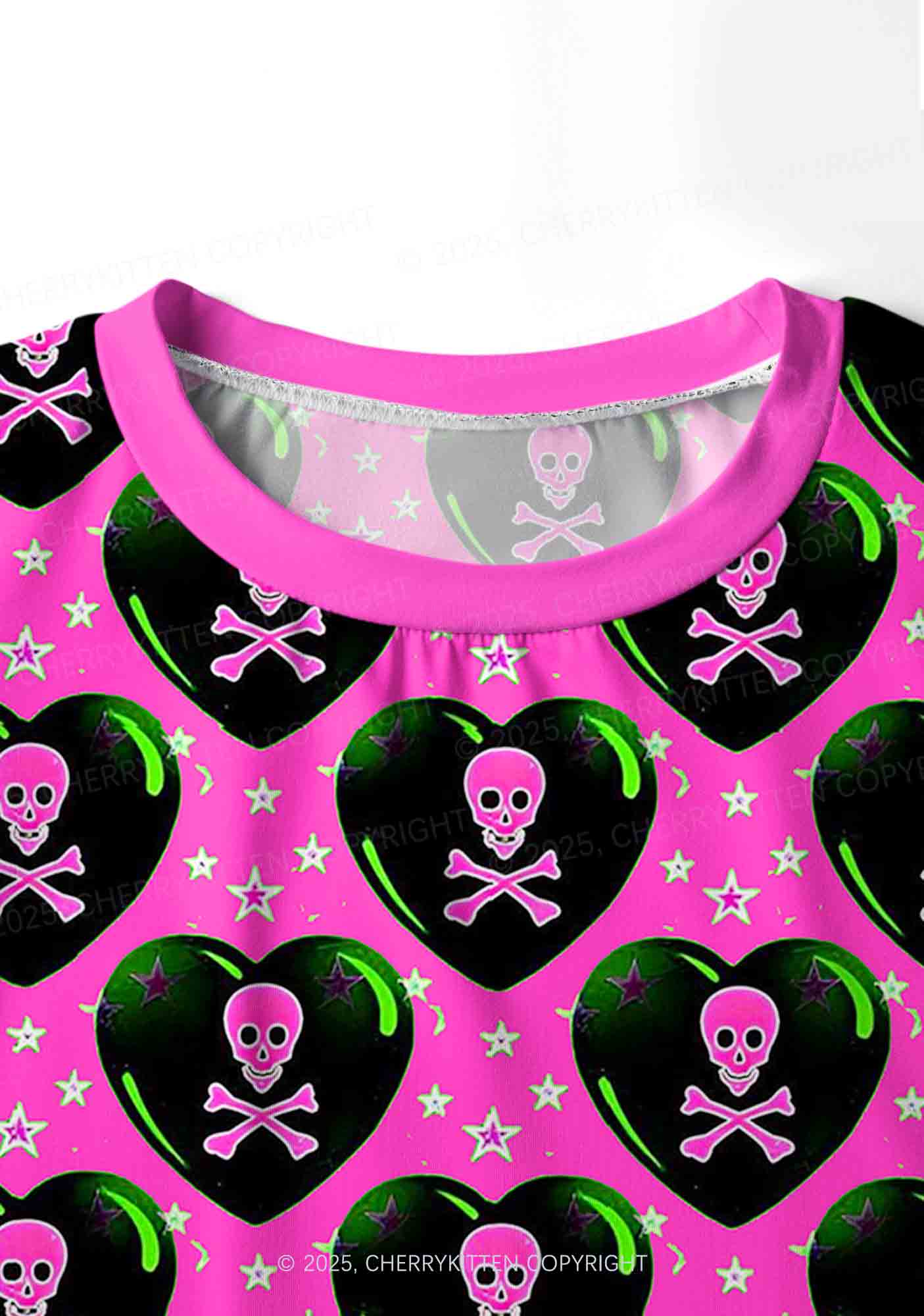 Skeleton Deluxe Valentine's Day Y2K Print Long Sleeve Pajama Set Cherrykitten