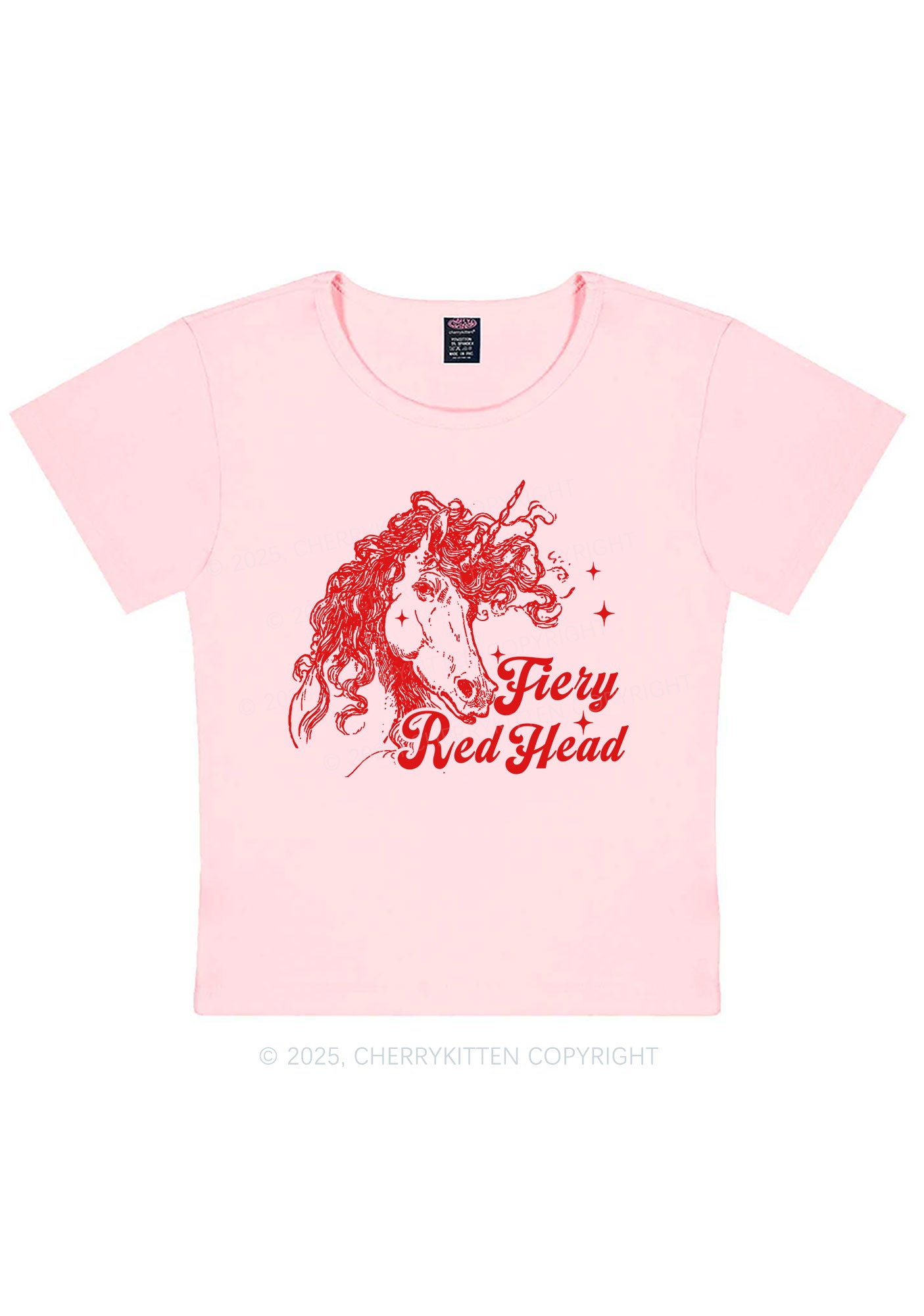 Fiery Red Head Y2K Baby Tee Cherrykitten