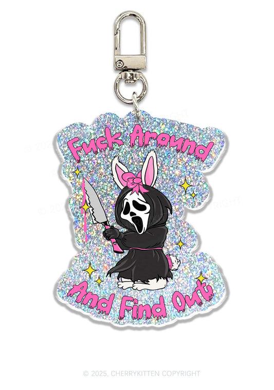 Halloween Fxxk Around Find Out Y2K Glitter Keychain Cherrykitten
