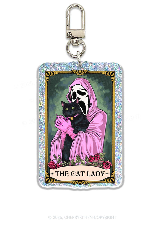 Halloween The Skull Cat Lady Y2K Glitter Keychain Cherrykitten