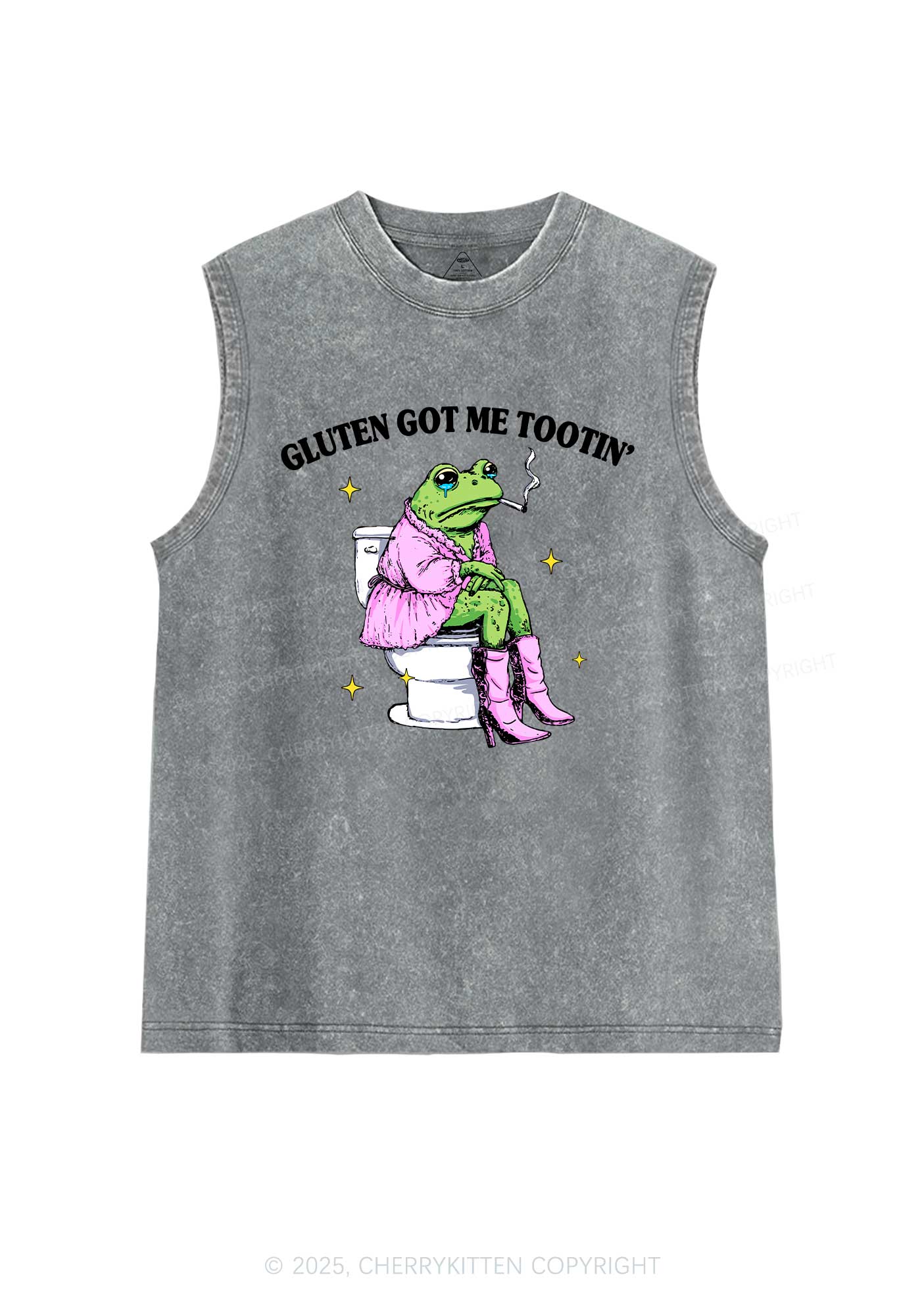 Gluten Got Me Tootin Y2K Washed Muscle Tank Cherrykitten