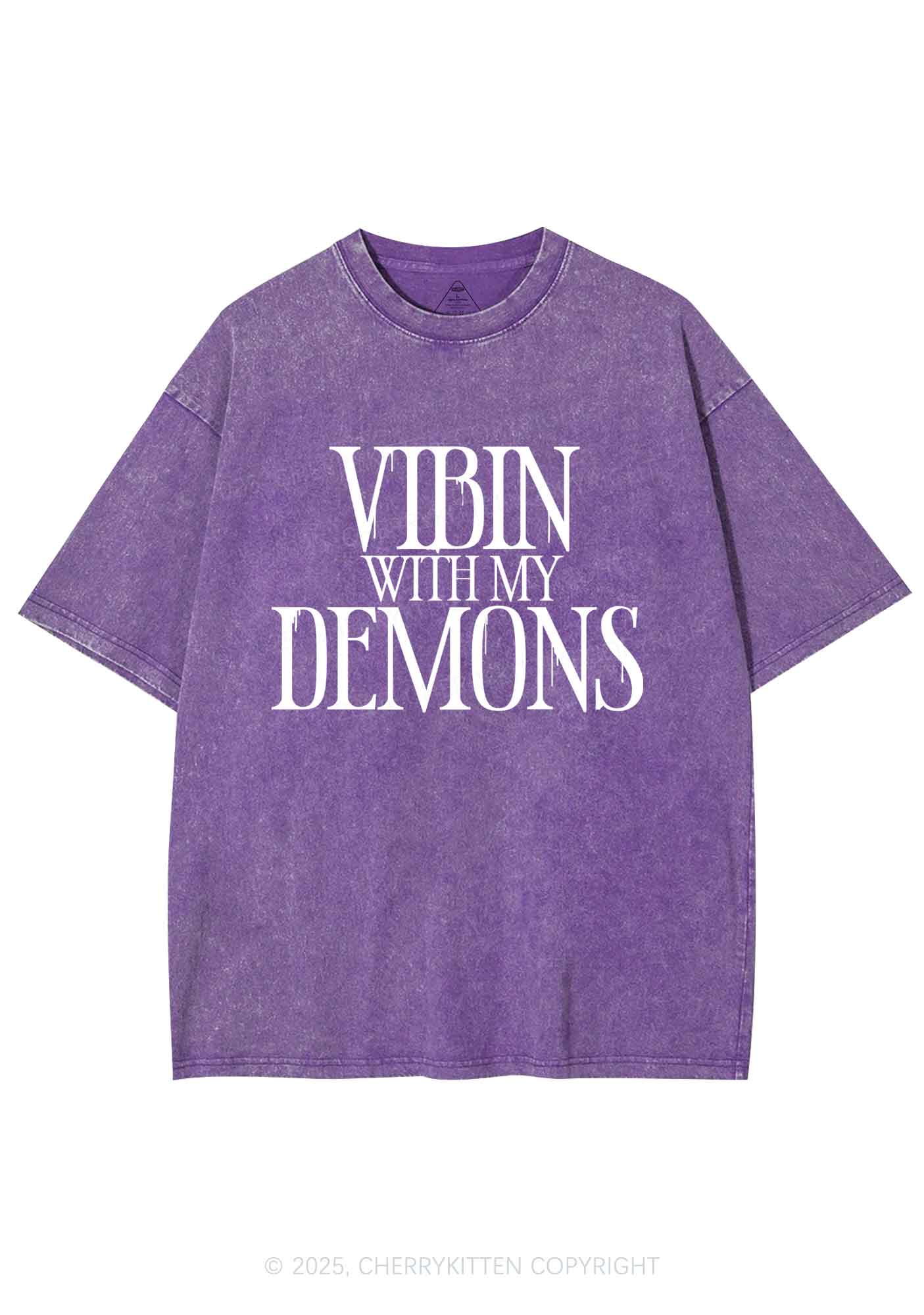 Halloween Vibin With My Demons Y2K Shirts Washed Tee Cherrykitten
