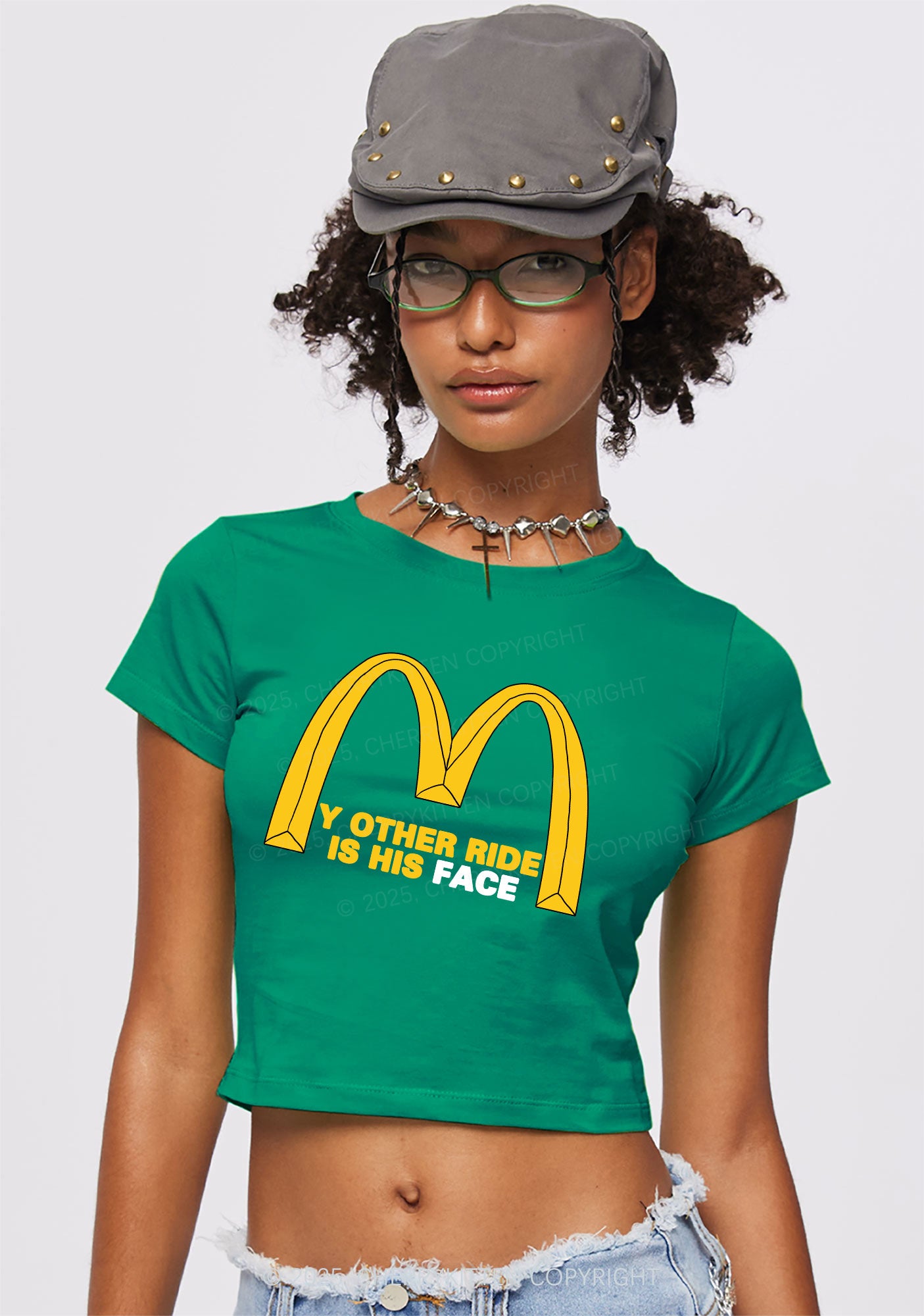 Ride His Face Y2K Baby Tee Cherrykitten