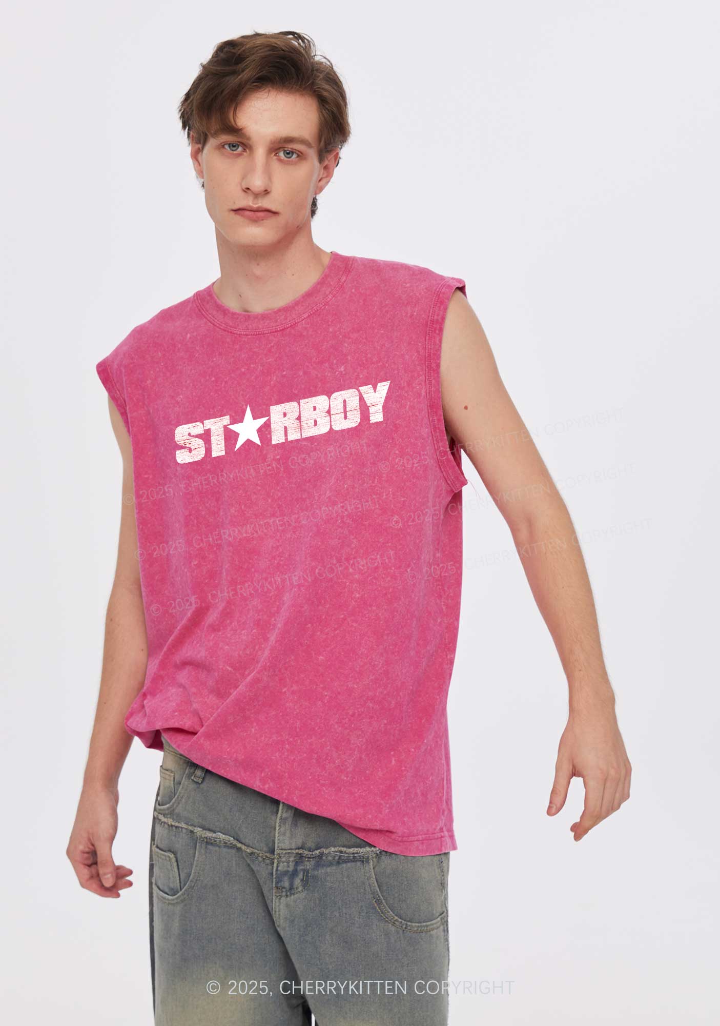 Red Starboy Y2K Washed Muscle Tank Cherrykitten
