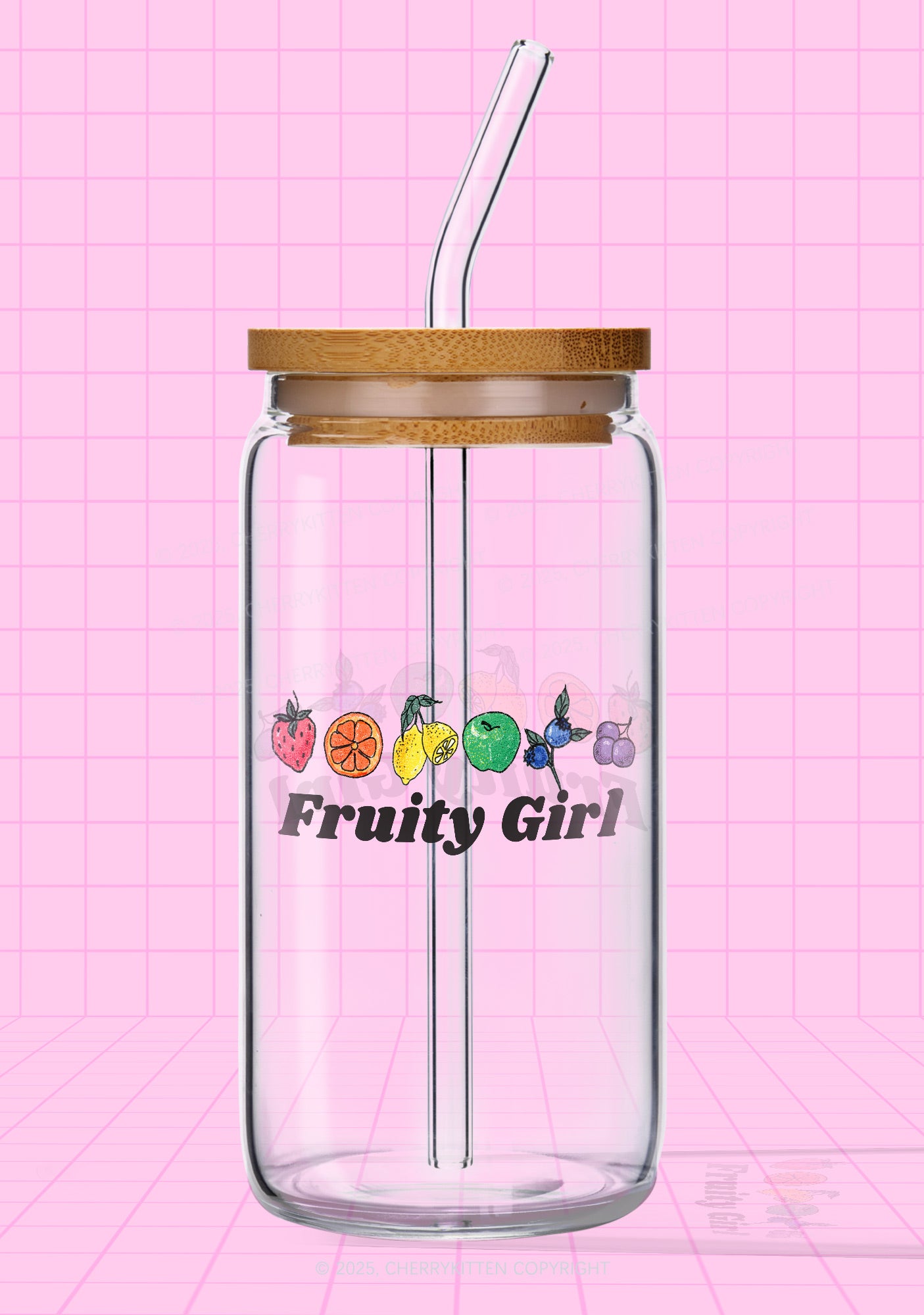 Fruity Girl Y2K Printed Glass Cup Cherrykitten