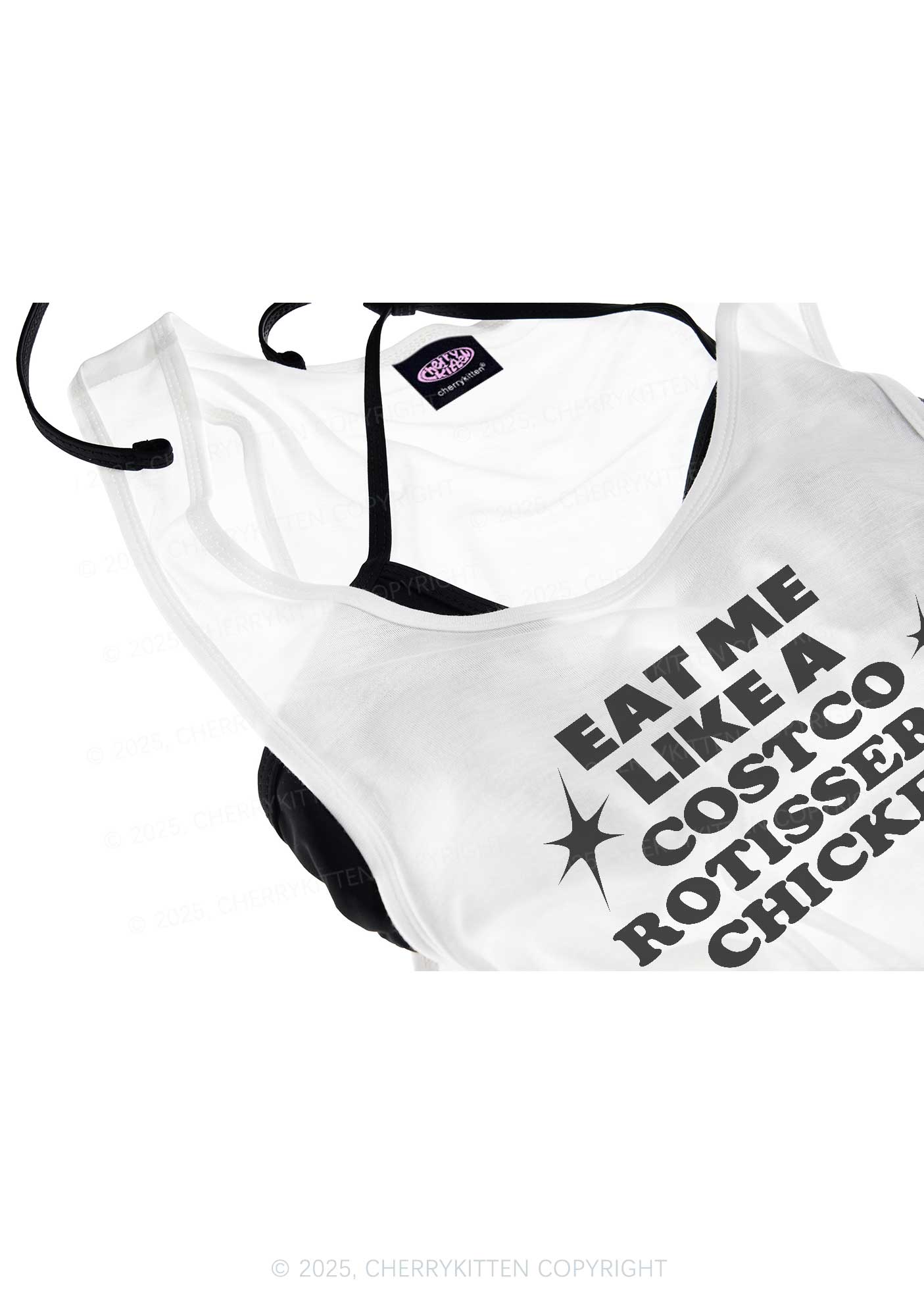 Eat Me Like Chicken Y2K Sheer Boyfriend Tank Cherrykitten