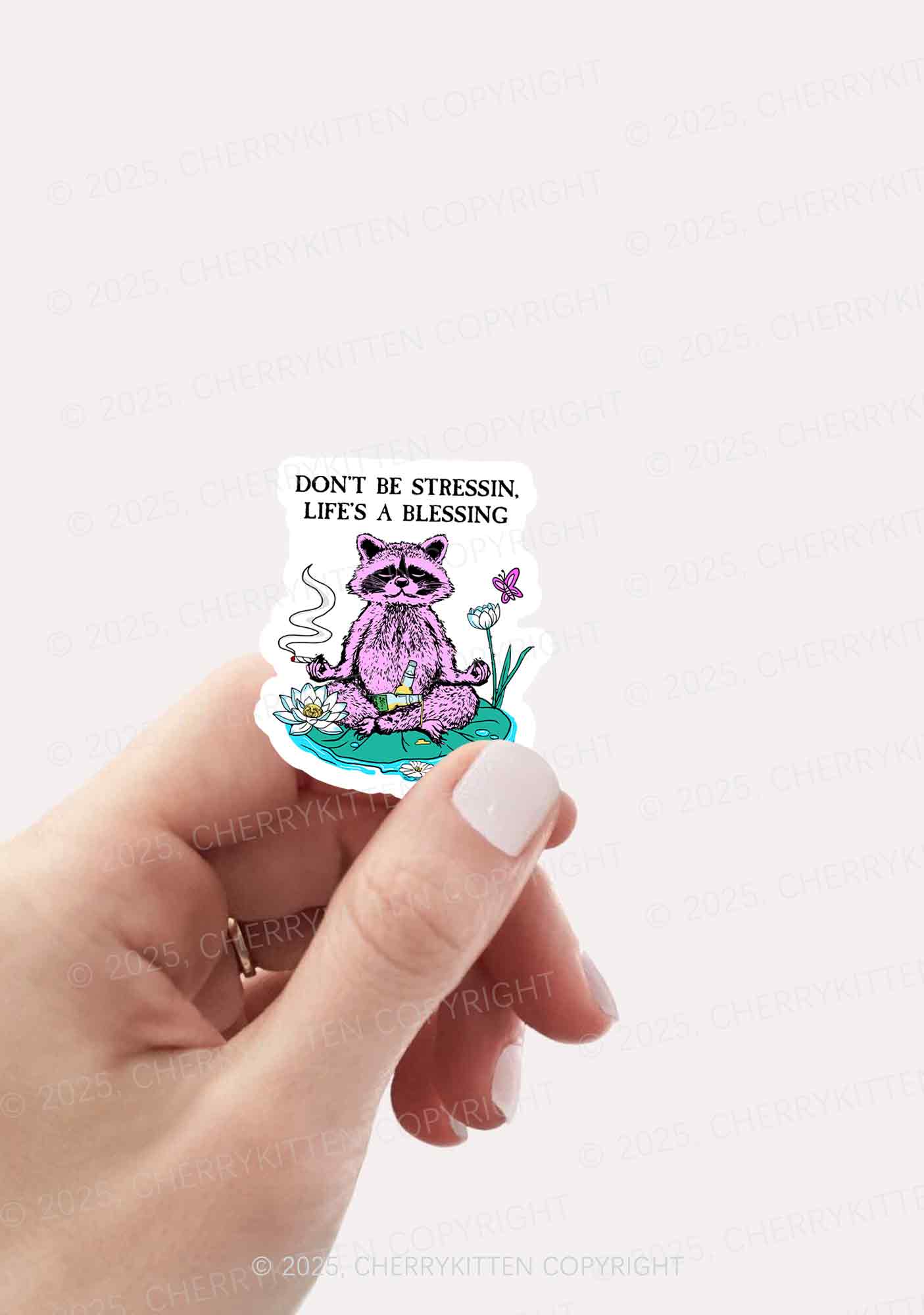Dont Stress Raccoon 1Pc Y2K Sticker Cherrykitten