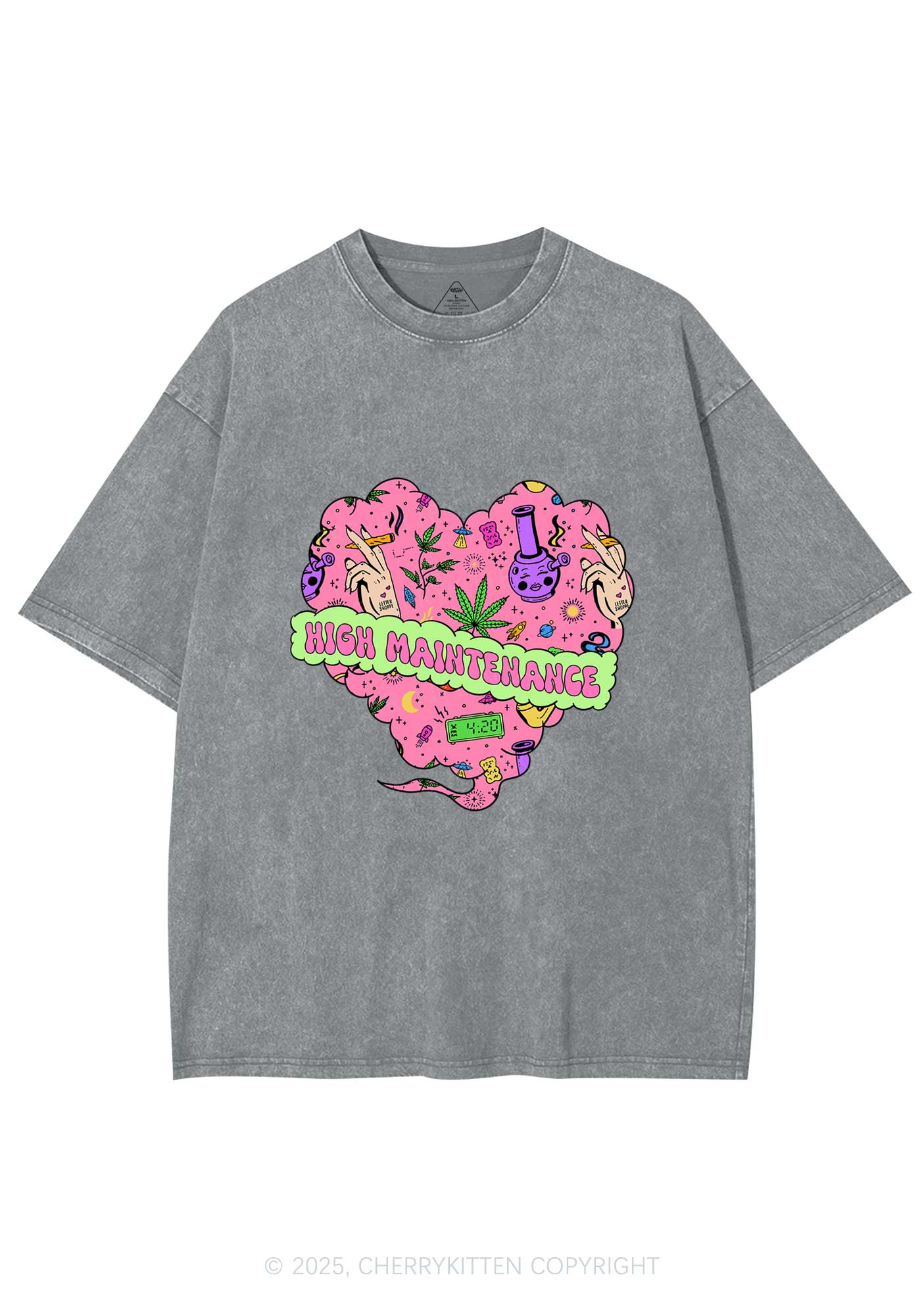 High Maintenance Heart Y2K Washed Tee Cherrykitten