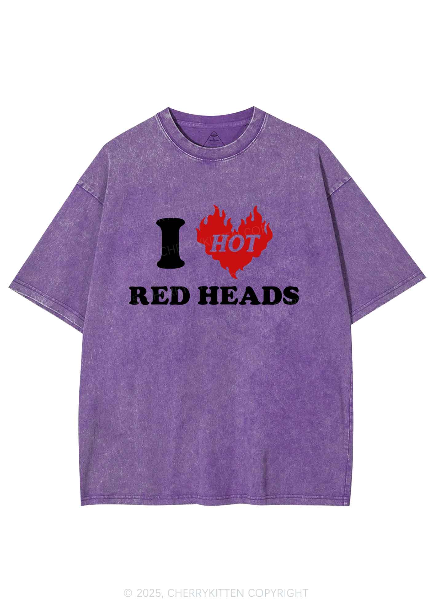 I Love Hot Red Heads Y2K Shirts Washed Tee Cherrykitten