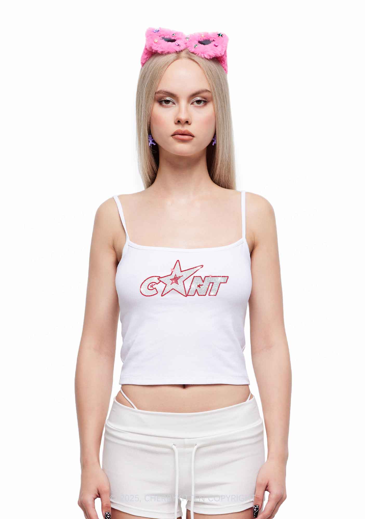 Rhinestone Star Cxxt Y2K Spaghetti Strap Cami Cherrykitten