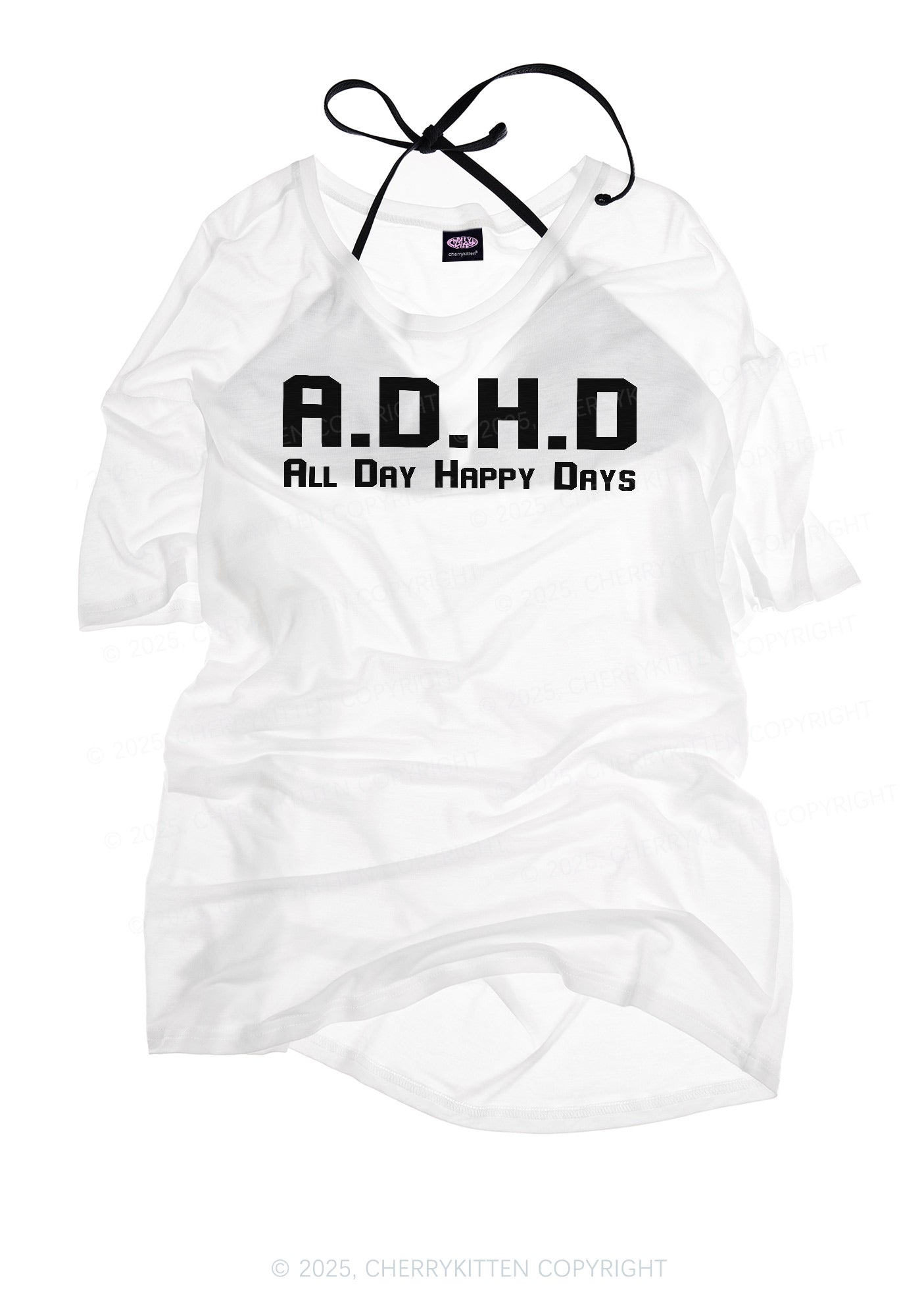 All Day Happy Days Y2K Sheer Boyfriend Tee Cherrykitten