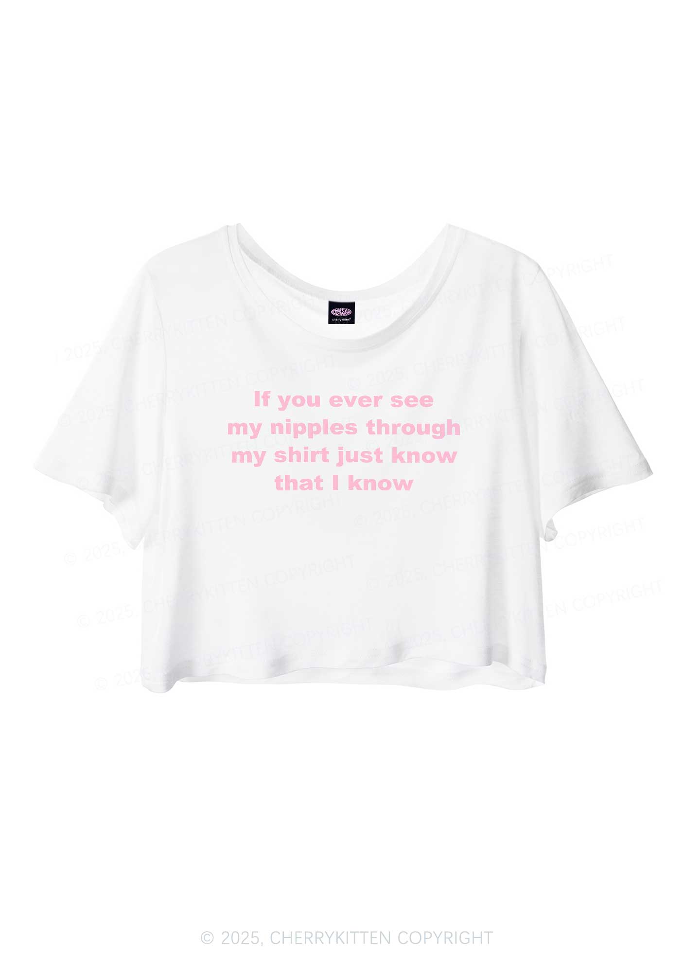 If You Ever See My Shirt Y2K Sheer Crop Tee Cherrykitten
