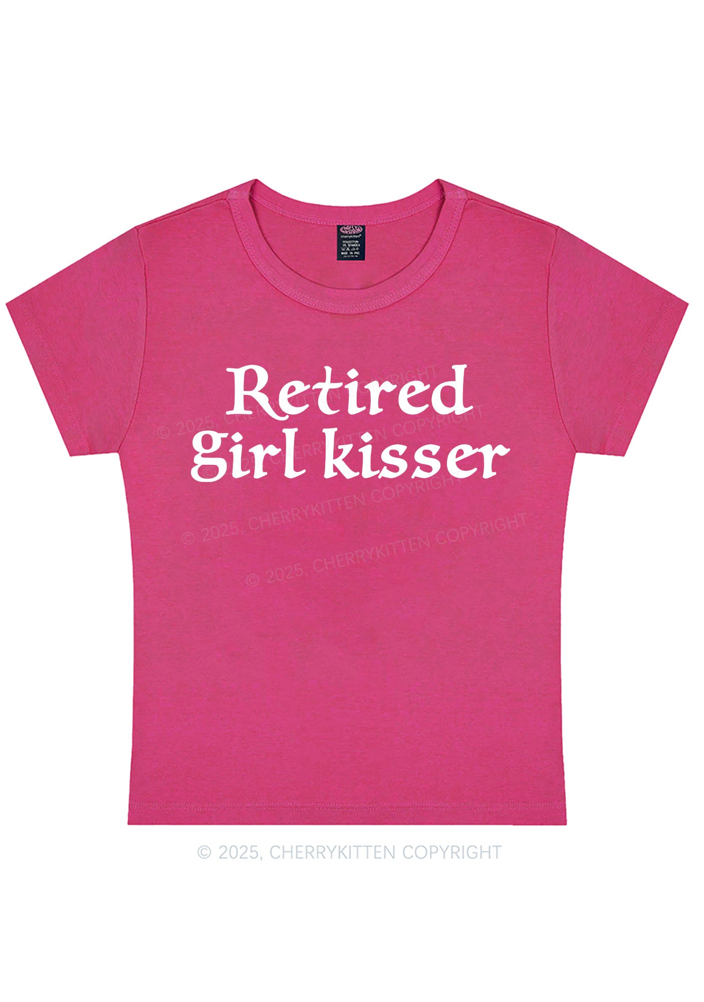 Retired Girl Kisser Pride Y2K Baby Tee Cherrykitten