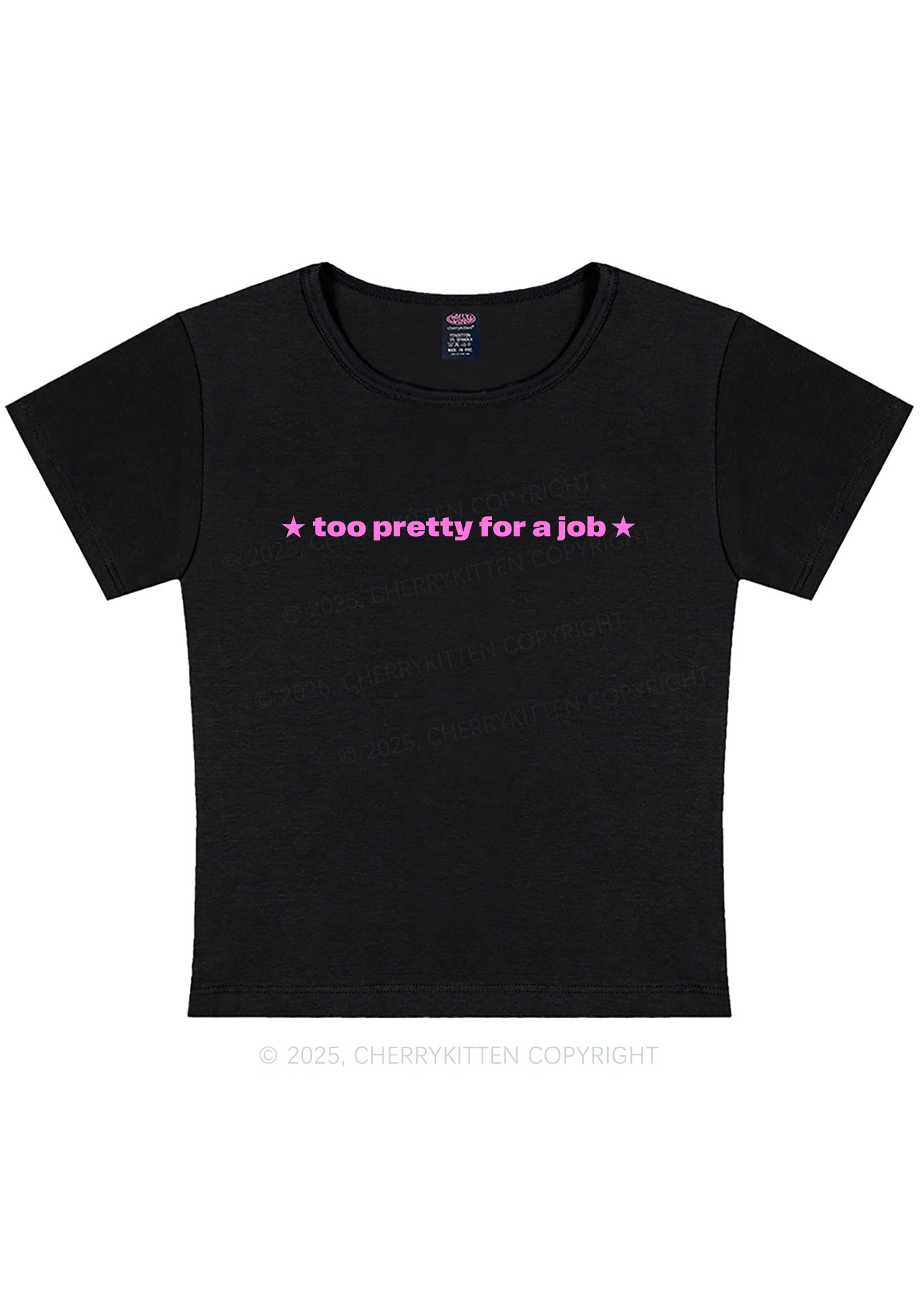Too Pretty For Job Y2K Baby Tee Cherrykitten
