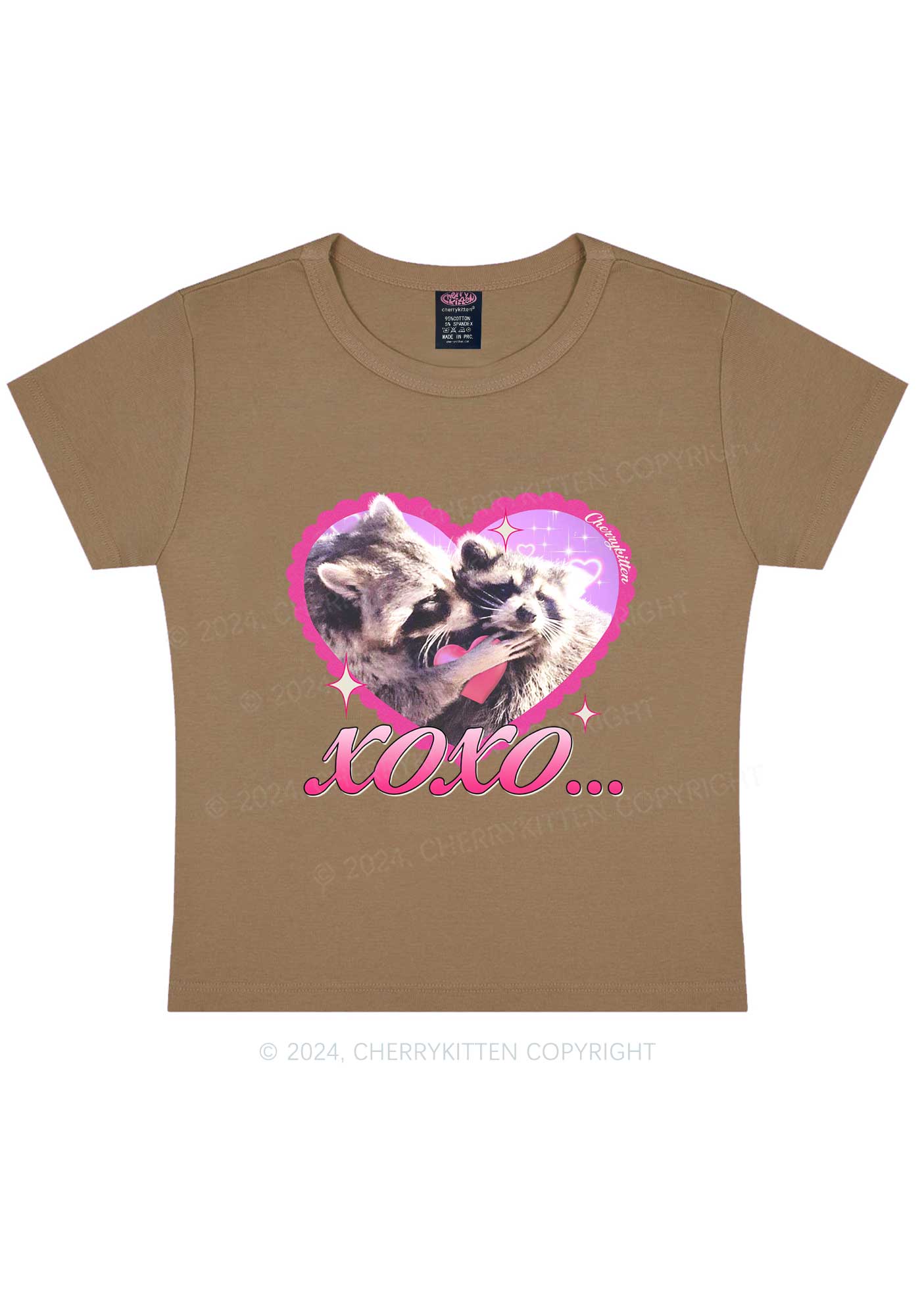 Two Raccoons XOXO Y2K Valentine's Day Baby Tee Cherrykitten