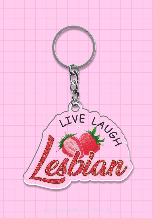 Live Laugh Lesbian Pride 1Pc Y2K Keychain Cherrykitten