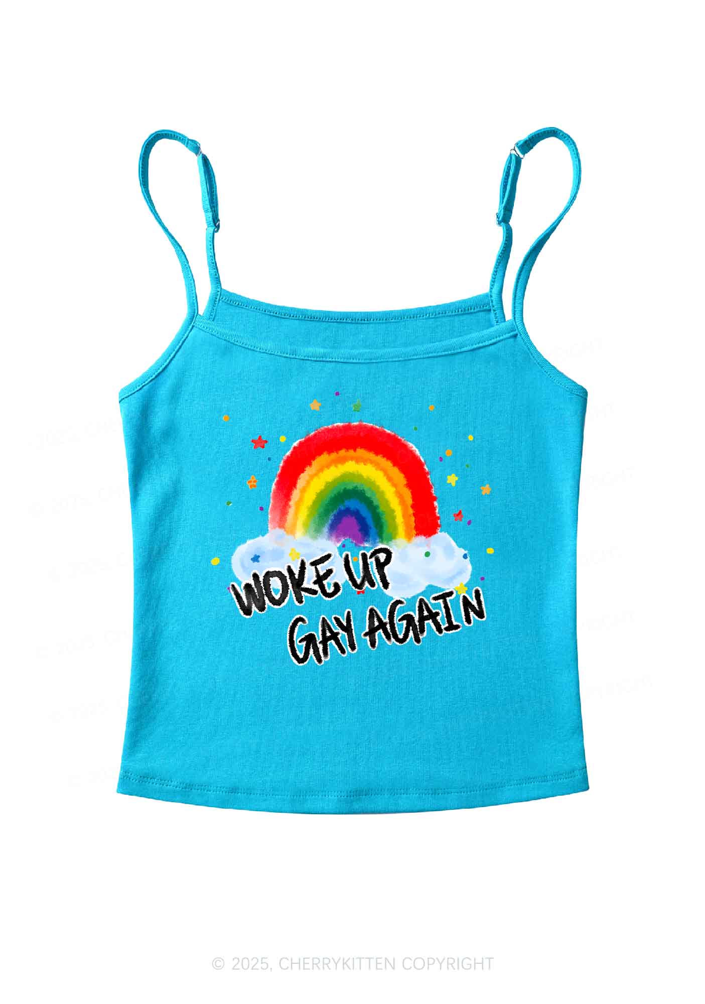 Woke Up Gay Again Y2K Spaghetti Strap Cami Cherrykitten