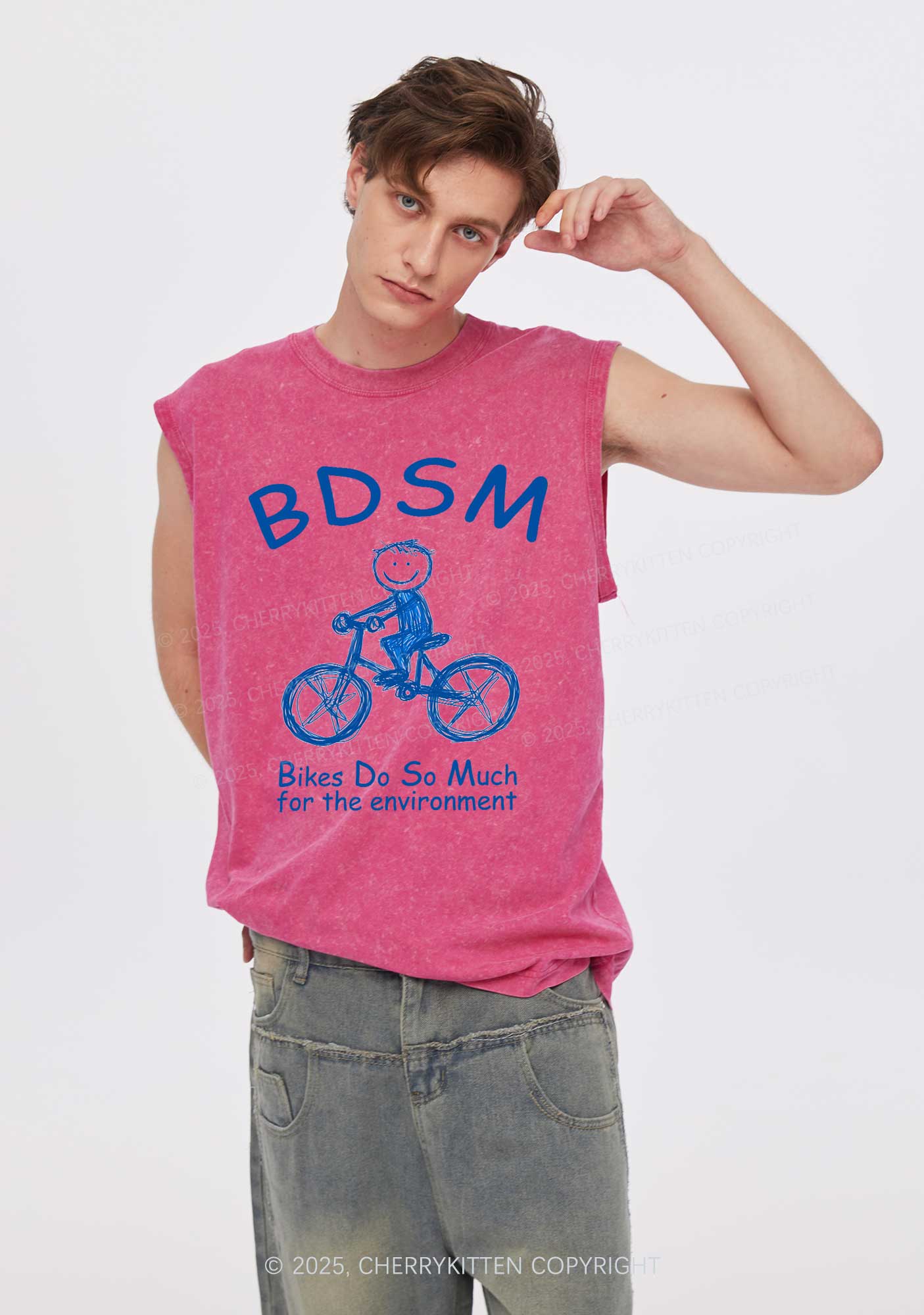 Bikes Do Much Environment Y2K Washed Muscle Tank Cherrykitten