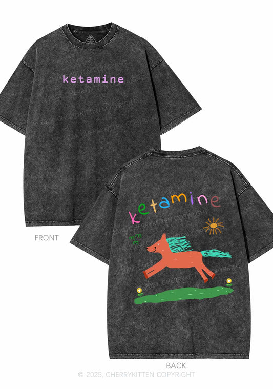 Orange Pony Two Sides Y2K Shirts Washed Tee Cherrykitten