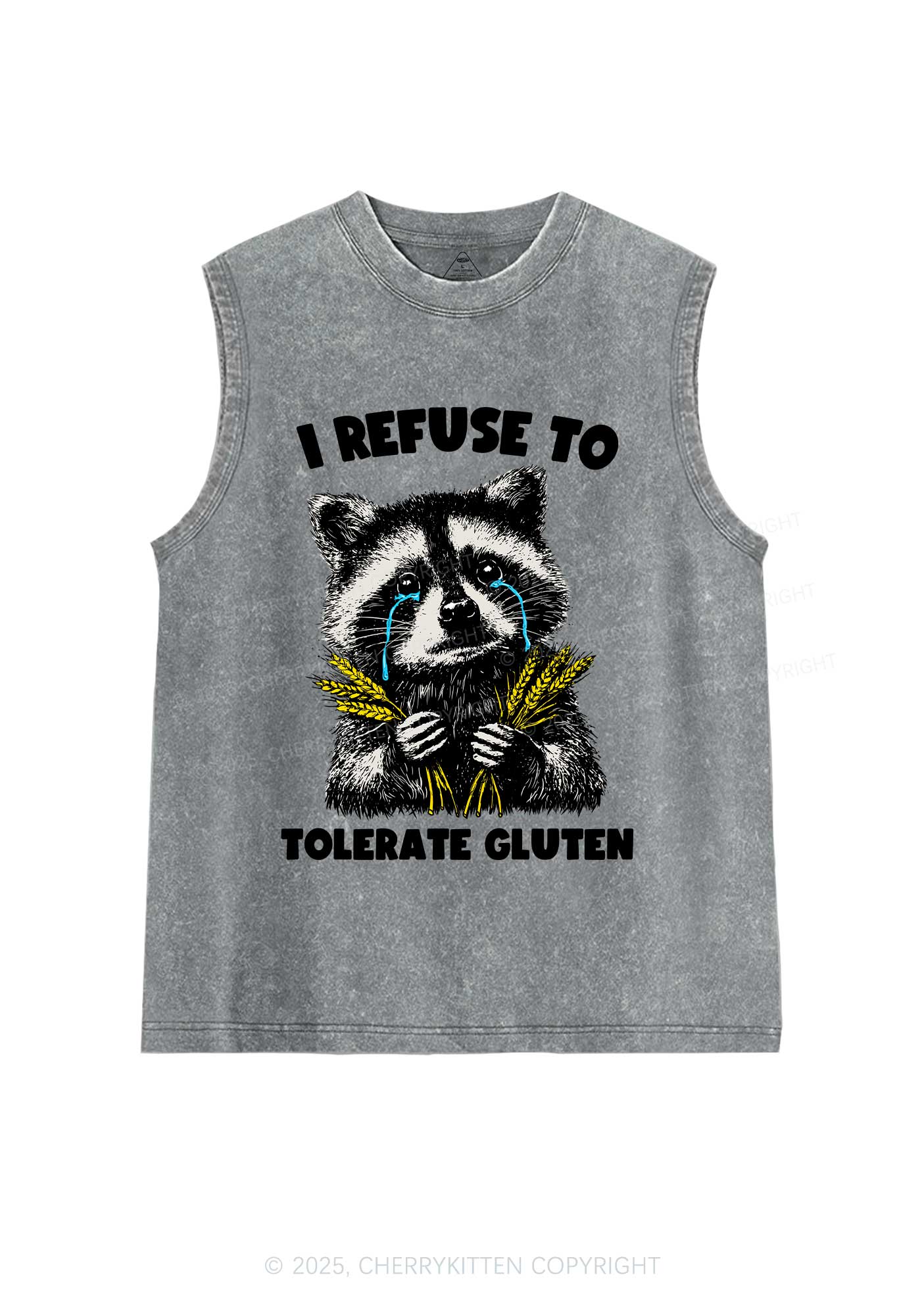 Refuse To Tolerate Gluten Y2K Washed Muscle Tank Cherrykitten