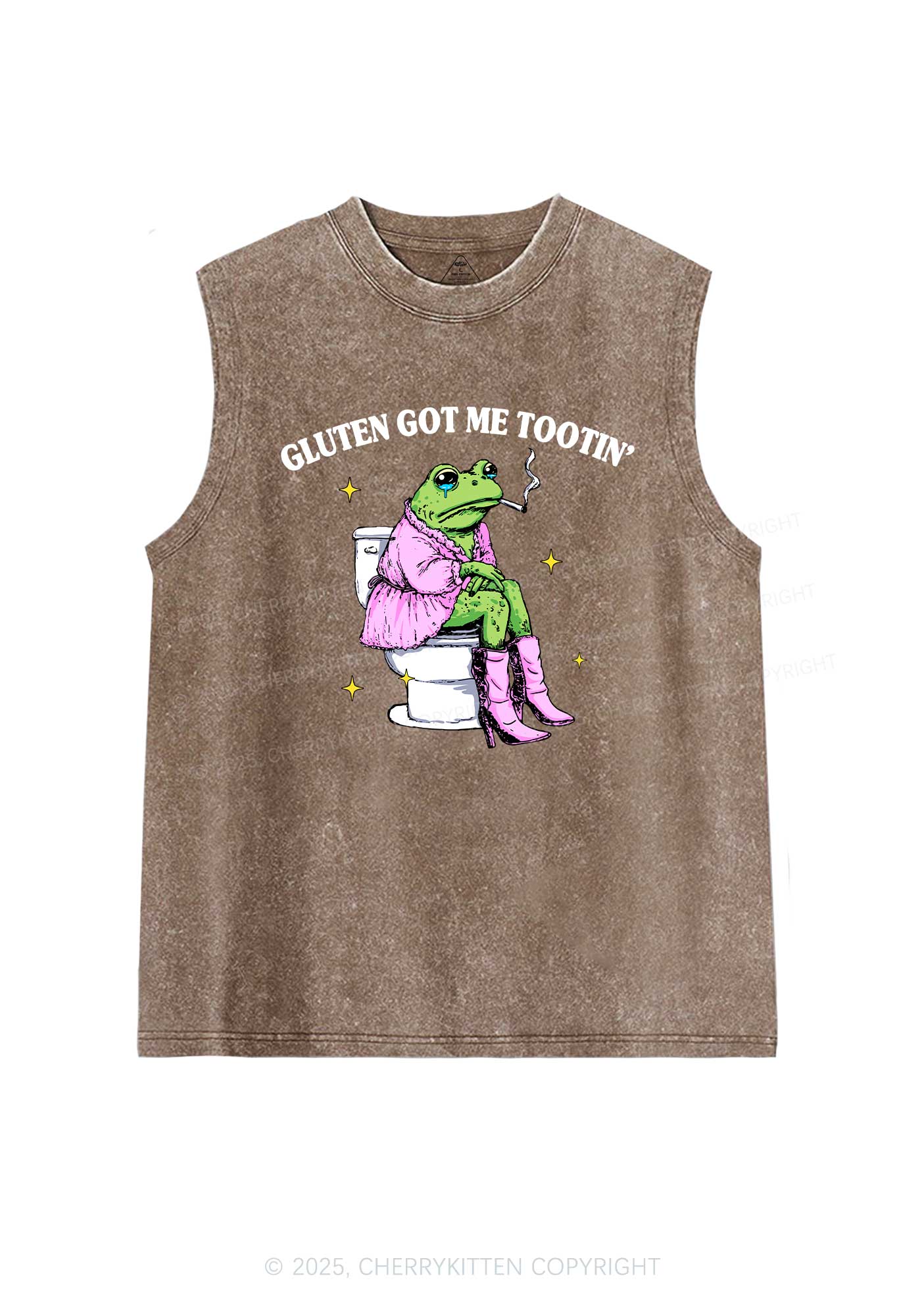 Gluten Got Me Tootin Y2K Washed Muscle Tank Cherrykitten