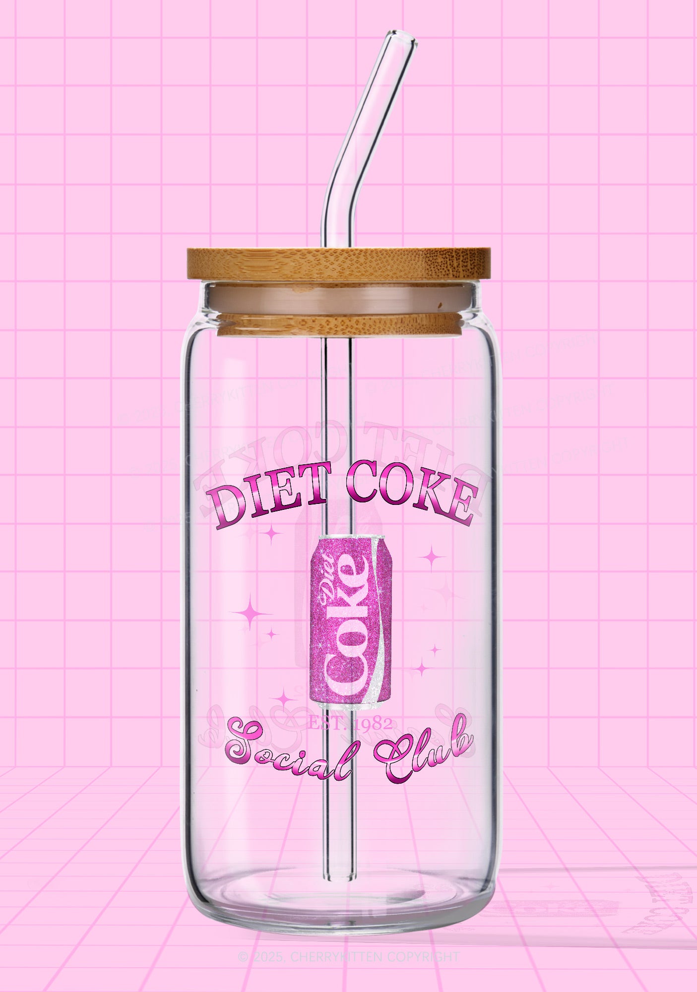 Diet Coke Social Club Y2K Printed Glass Cup Cherrykitten