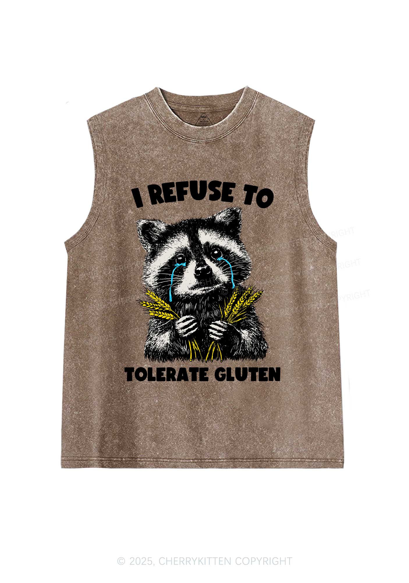 Refuse To Tolerate Gluten Y2K Washed Muscle Tank Cherrykitten