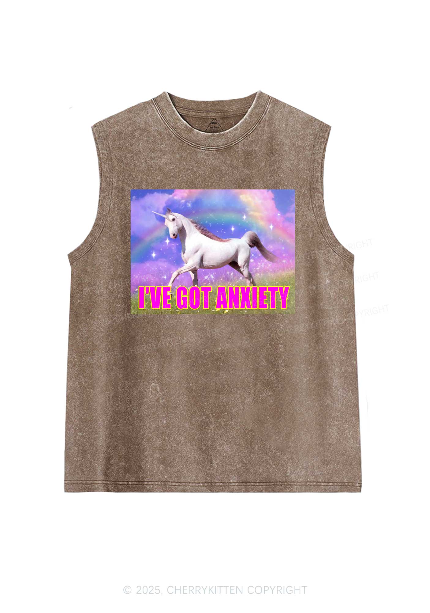 I've Got Anxiety Y2K Washed Muscle Tank Cherrykitten