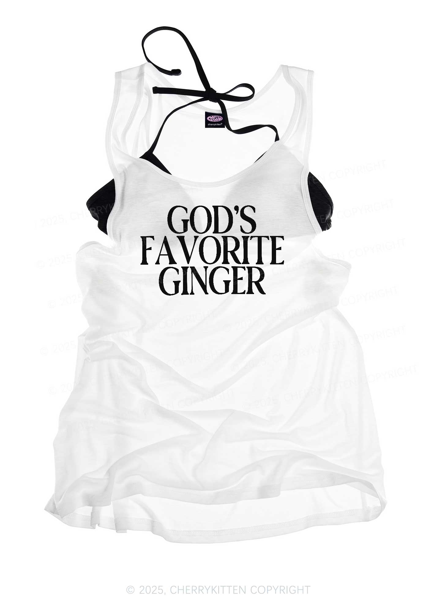 Gods Favorite Ginger Y2K Sheer Boyfriend Tank Cherrykitten