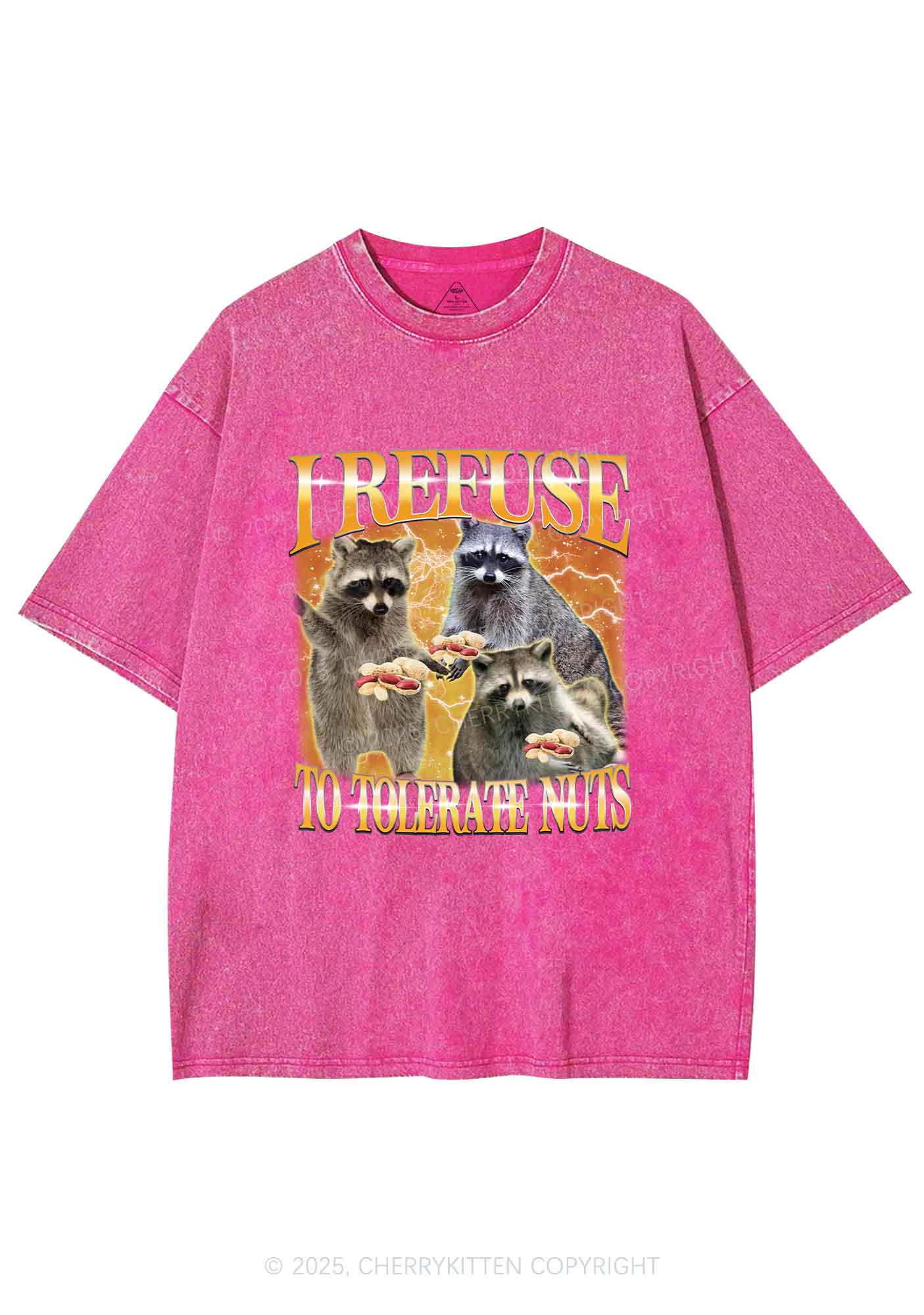 Retro Raccoon Nuts Y2K Shirts Washed Tee Cherrykitten