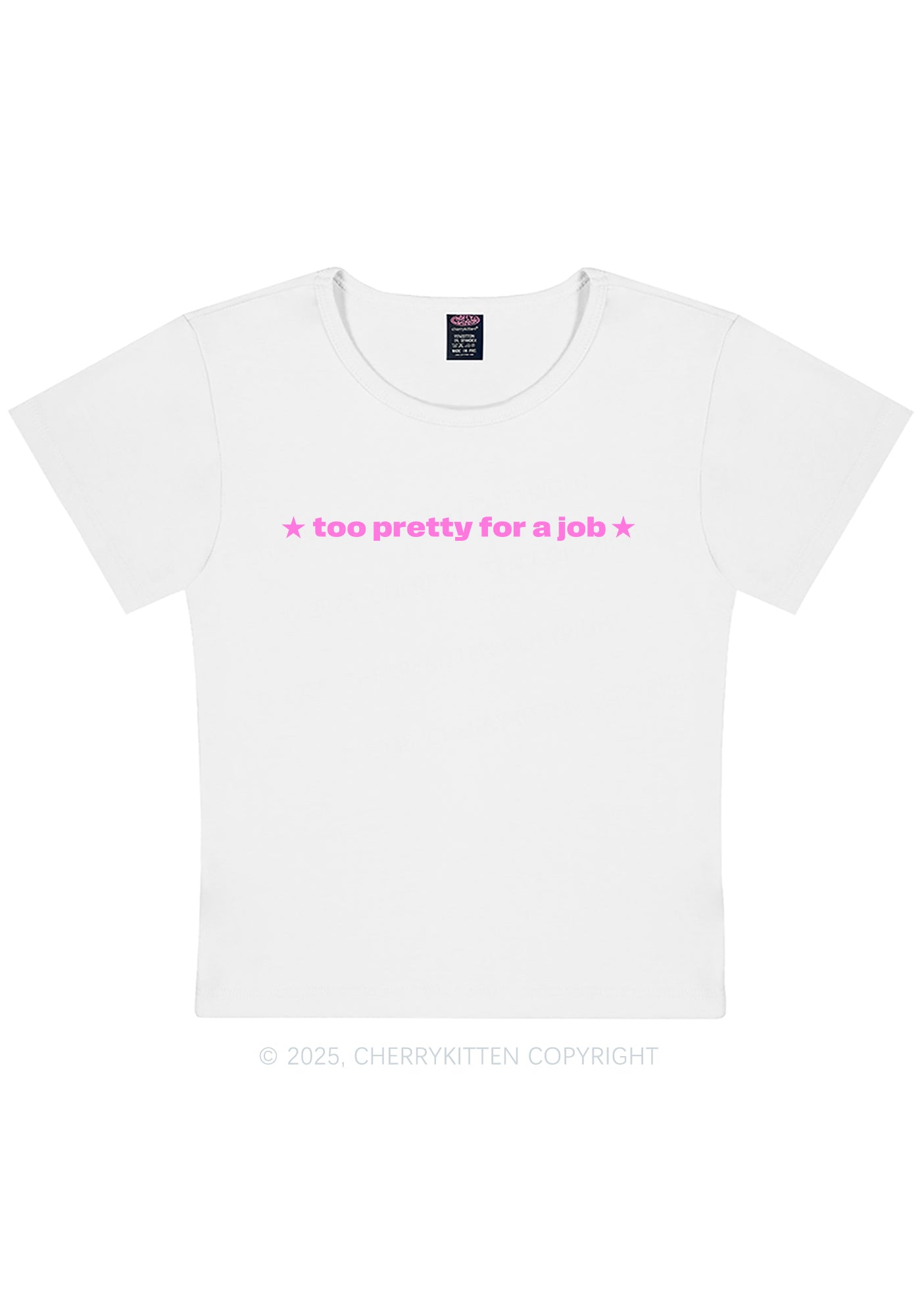 Too Pretty For Job Y2K Baby Tee Cherrykitten
