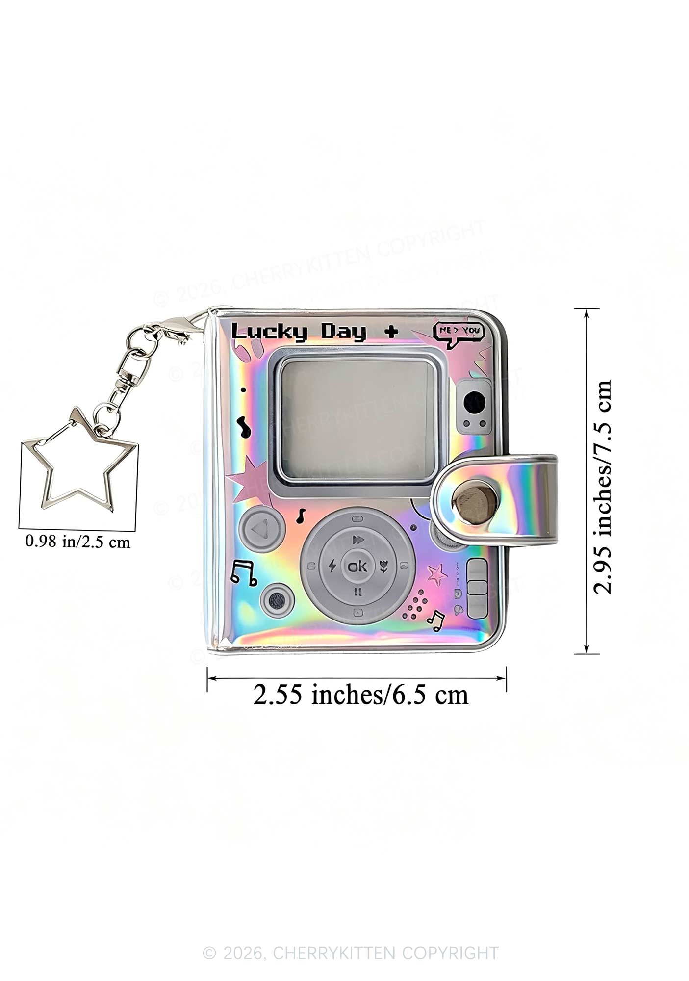 Laser Silver Y2K Photocard Binder Bag With Star Keychain Cherrykitten