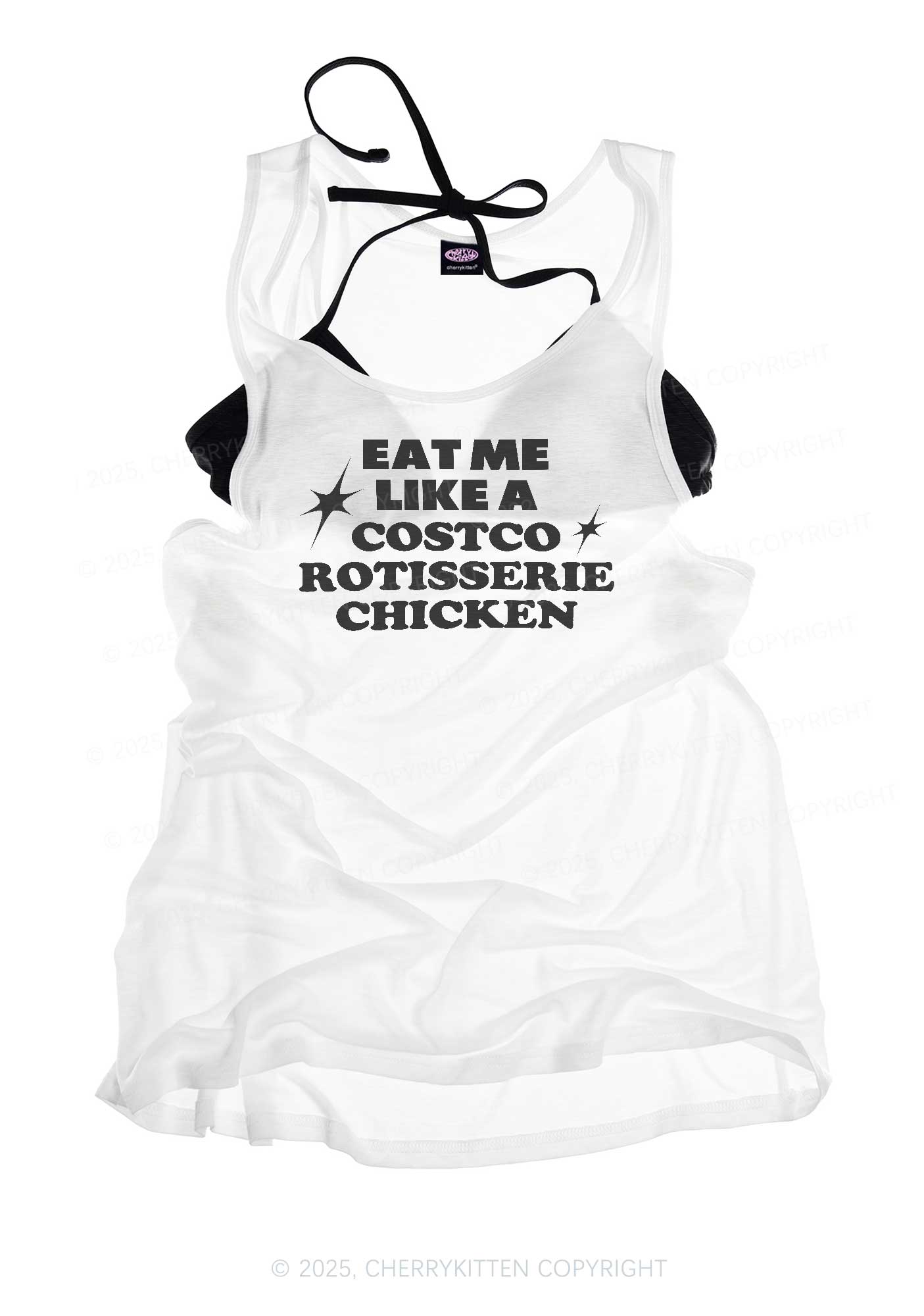 Eat Me Like Chicken Y2K Sheer Boyfriend Tank Cherrykitten